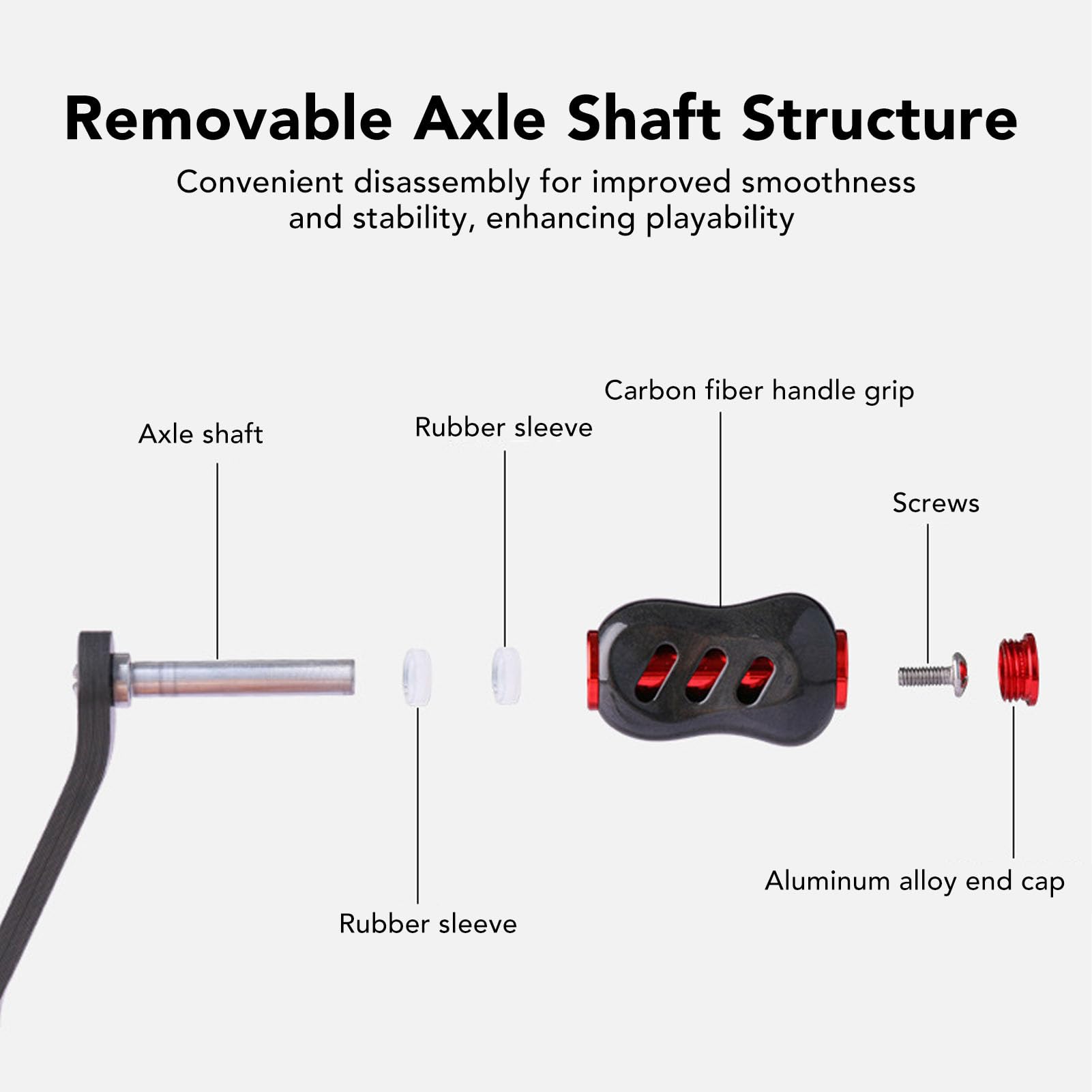 Mulinello da pesca in carbonio Maniglia Baitcasting Mulinello da traina Doppio bilanciere Mulinello da pesca ultraleggero Manovella Accessorio per mar - 3