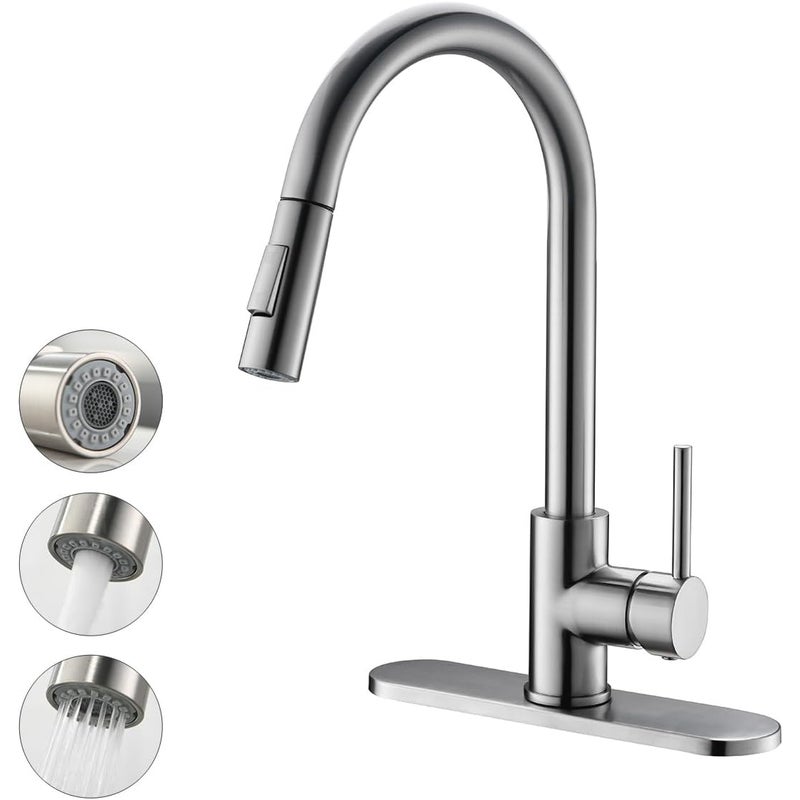 Bateria niklowa z wyciąganą wylewką do zlewów kuchennych z 1 lub 3 otworami