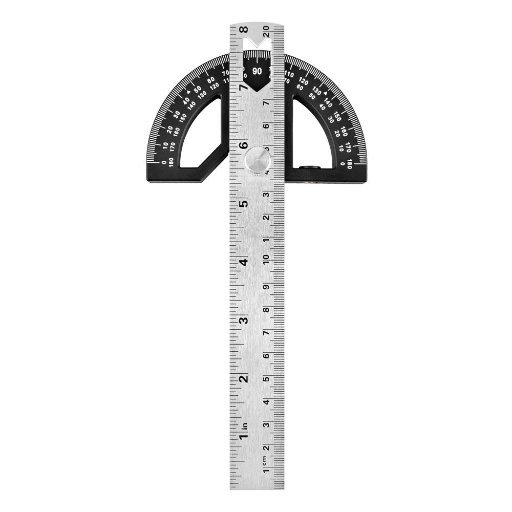Kątomierz, Linijka kątowa kątomierza, Verstellbarer Holzbearbeitungsmarker und Messlineal aus Edelstahl, Für Schule, Schreibtisch, 20 cm