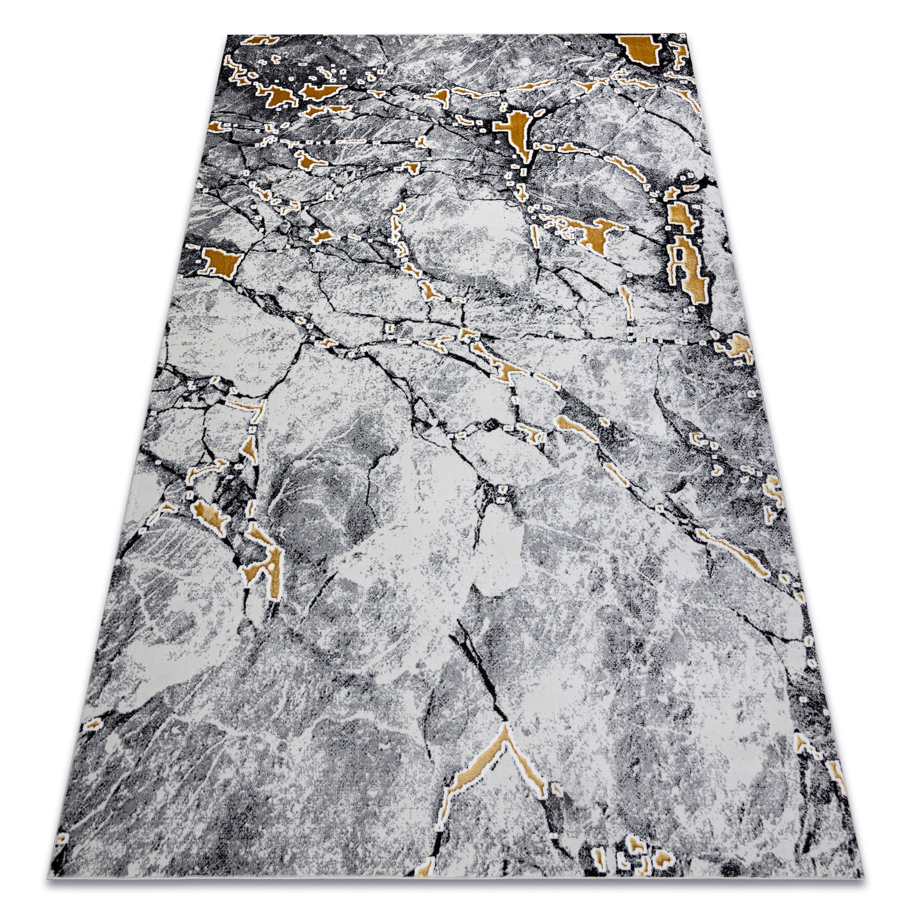 Alfombra gloss moderno 528a 58 mármol, roca, elegante, glamour marfil / negro 80x150 cm