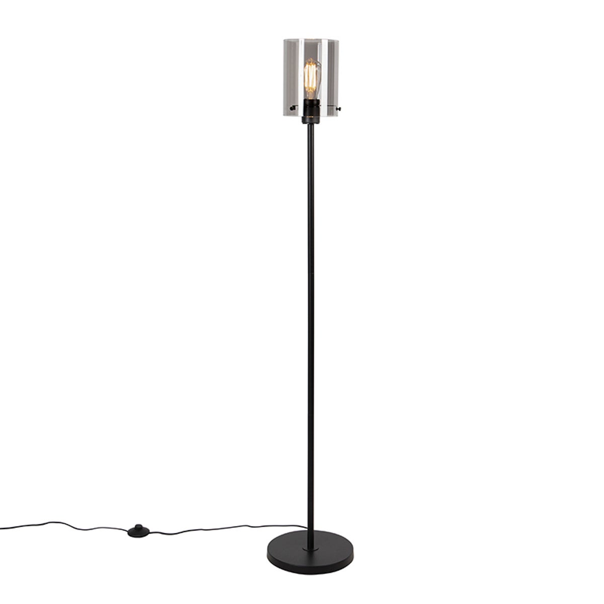 Qazqa designerski lampa podłogowa - Dome - czarny, max. 40w, kompatybilny z żarówką LED, e27, 148cm, IP20 oświetlenie wewnętrzne