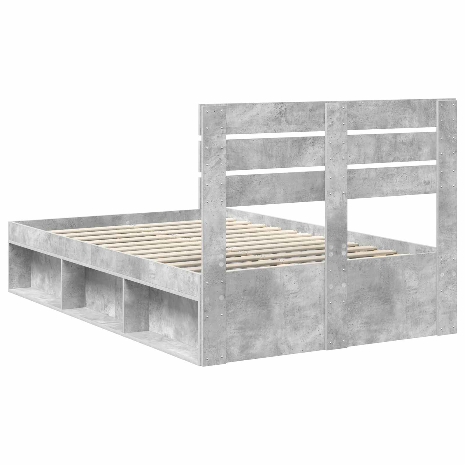 Cadre de lit gris béton 135 x 190 cm en pin massif - 9
