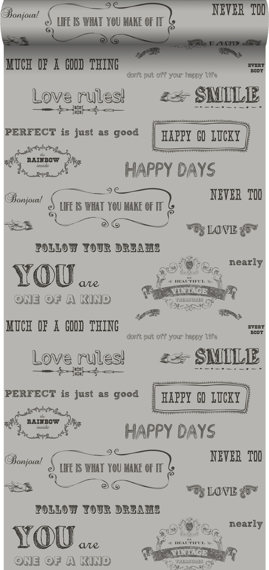 Papel pintado texto pizarra gris claro cálido - 53 cm x 10,05 m - estahome
