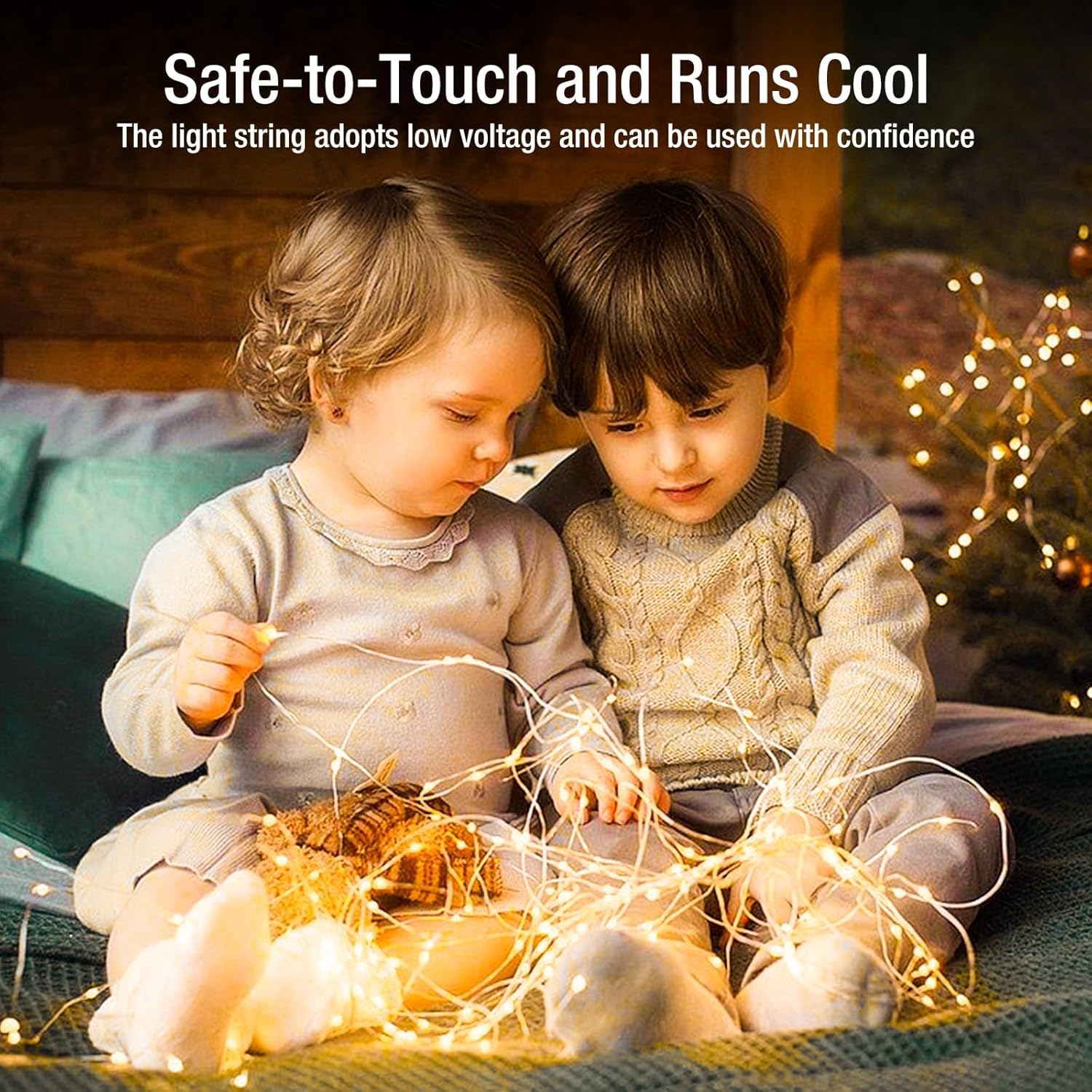 Conjunto de 12 luzes de fada, alimentadas por bateria - 2m de comprimento, 20 LEDs - 3 modos - à prova d'água - branco quente. - 3