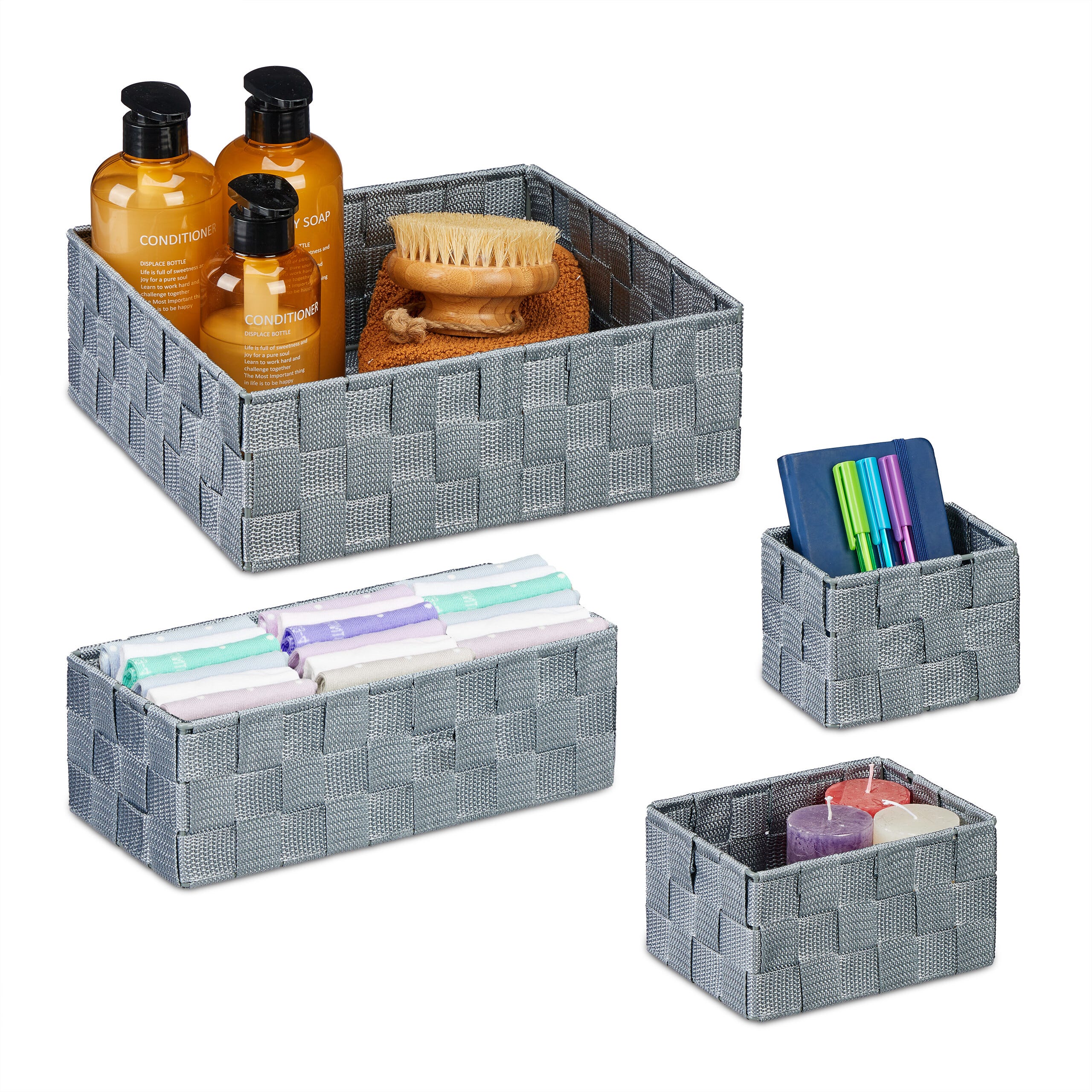 KADAX Confezione Da 2 Cestini Portaoggetti In Plastica Rettangolari Da 6 Litri Con Coperchio Per Bagno Cucina Camera Dei Bambini Bianco 84468775 - Foto 12