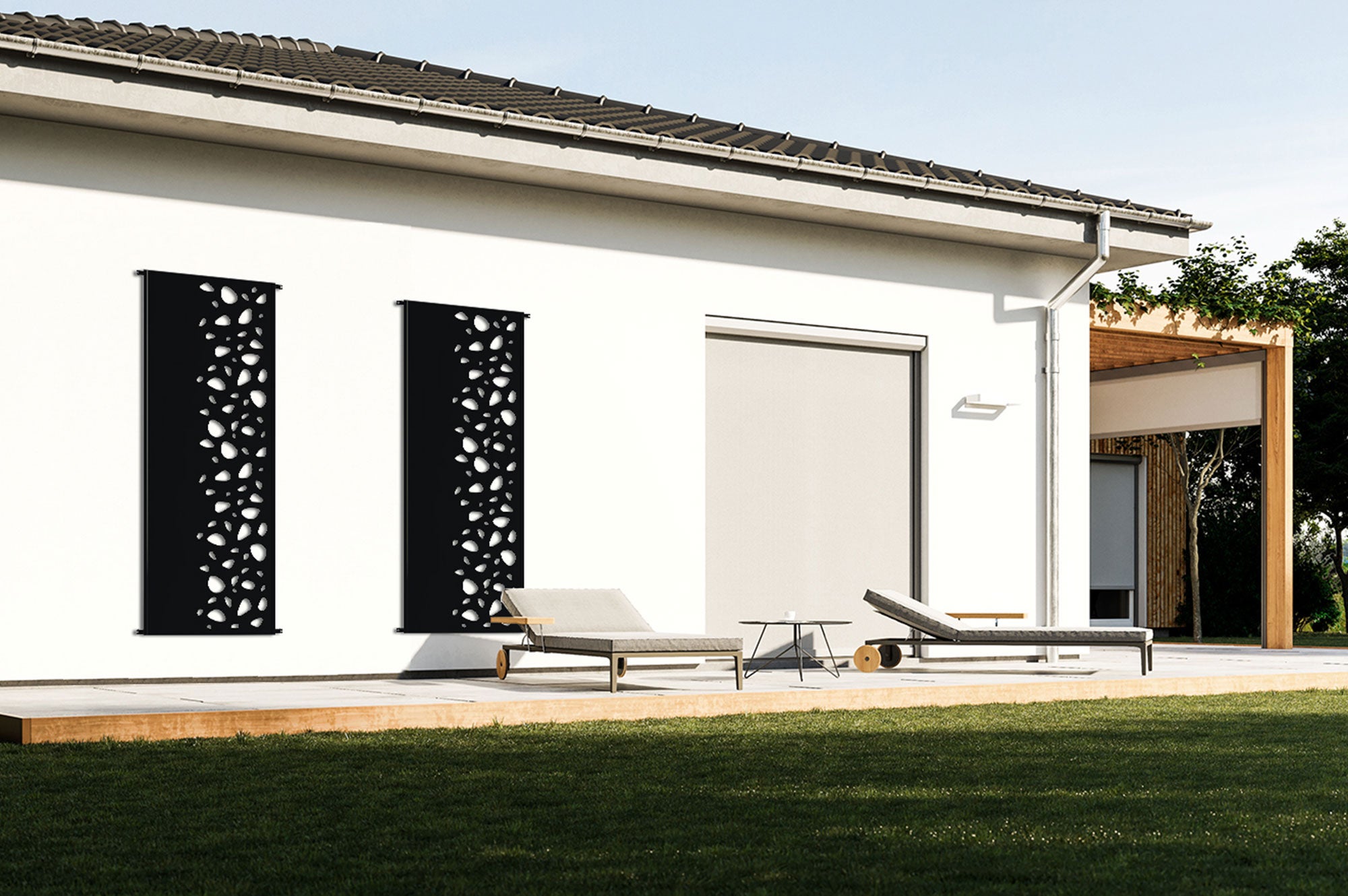 Lot de 3 panneaux décoratifs SUNNY Noir H.160cm motifs côté droit - 7