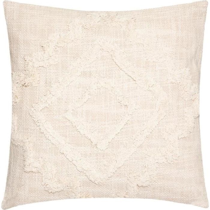 Coussin esprit berbère - Ivoire - 40x40 cm - Coton - 8