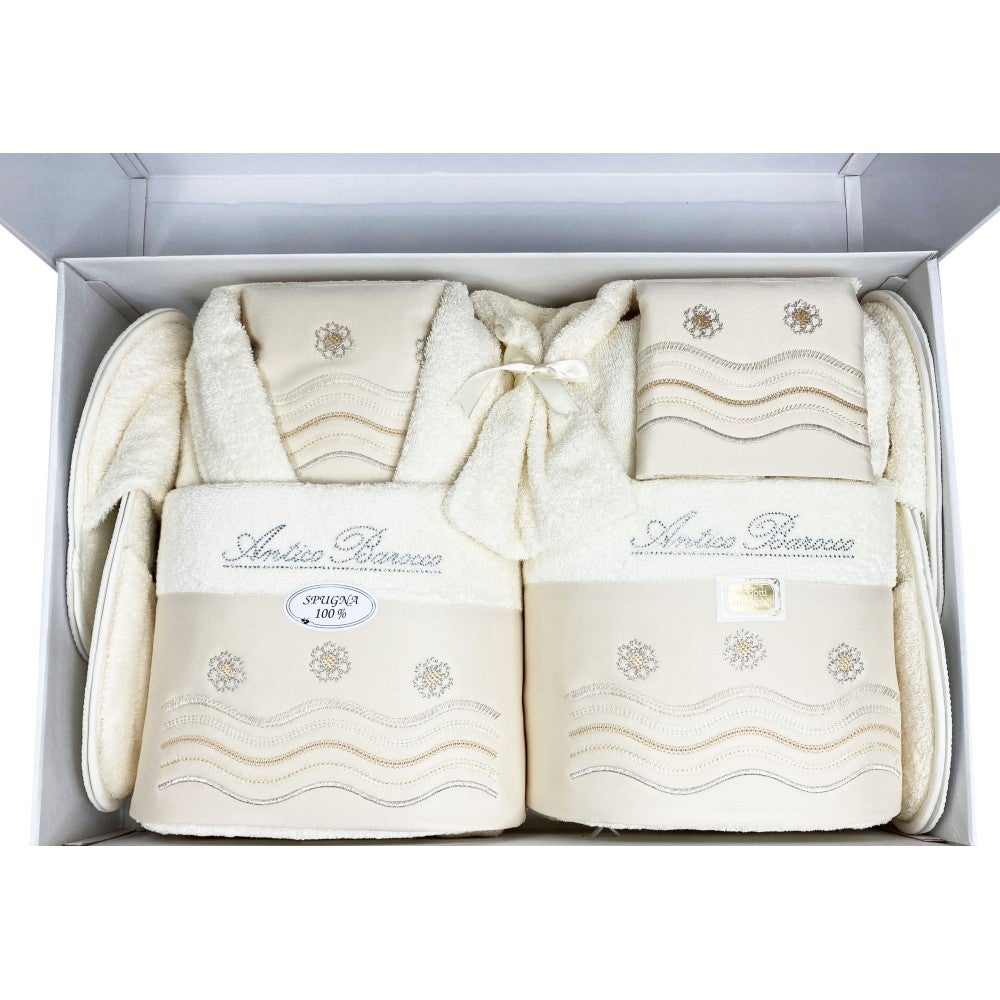 SALLE DE BAIN COMPLÈTE EN SPUGNA Brodé Antique Baroque 14 PIÈCES IDÉE DE MARIÉE - 2