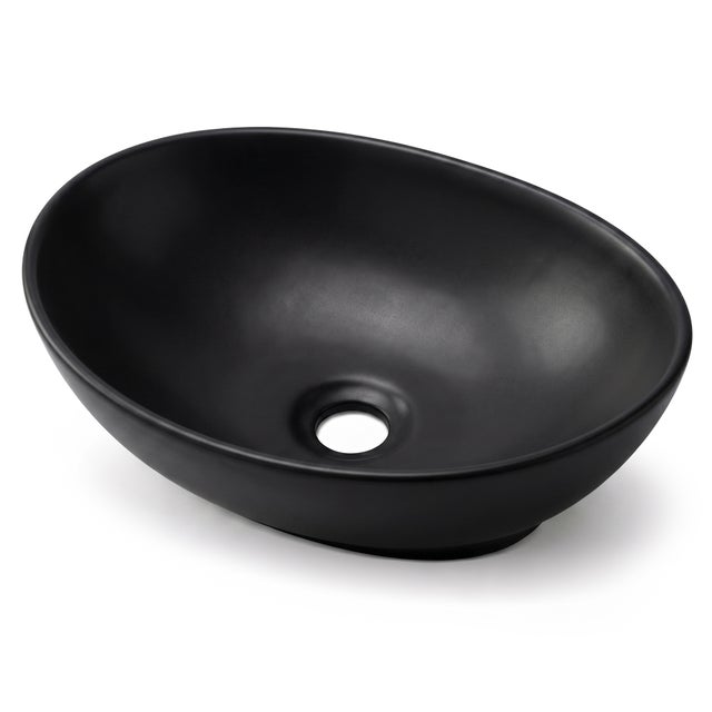 Umywalka nablatowa owalna OVALIS ceramiczna 41 cm Czarny mat