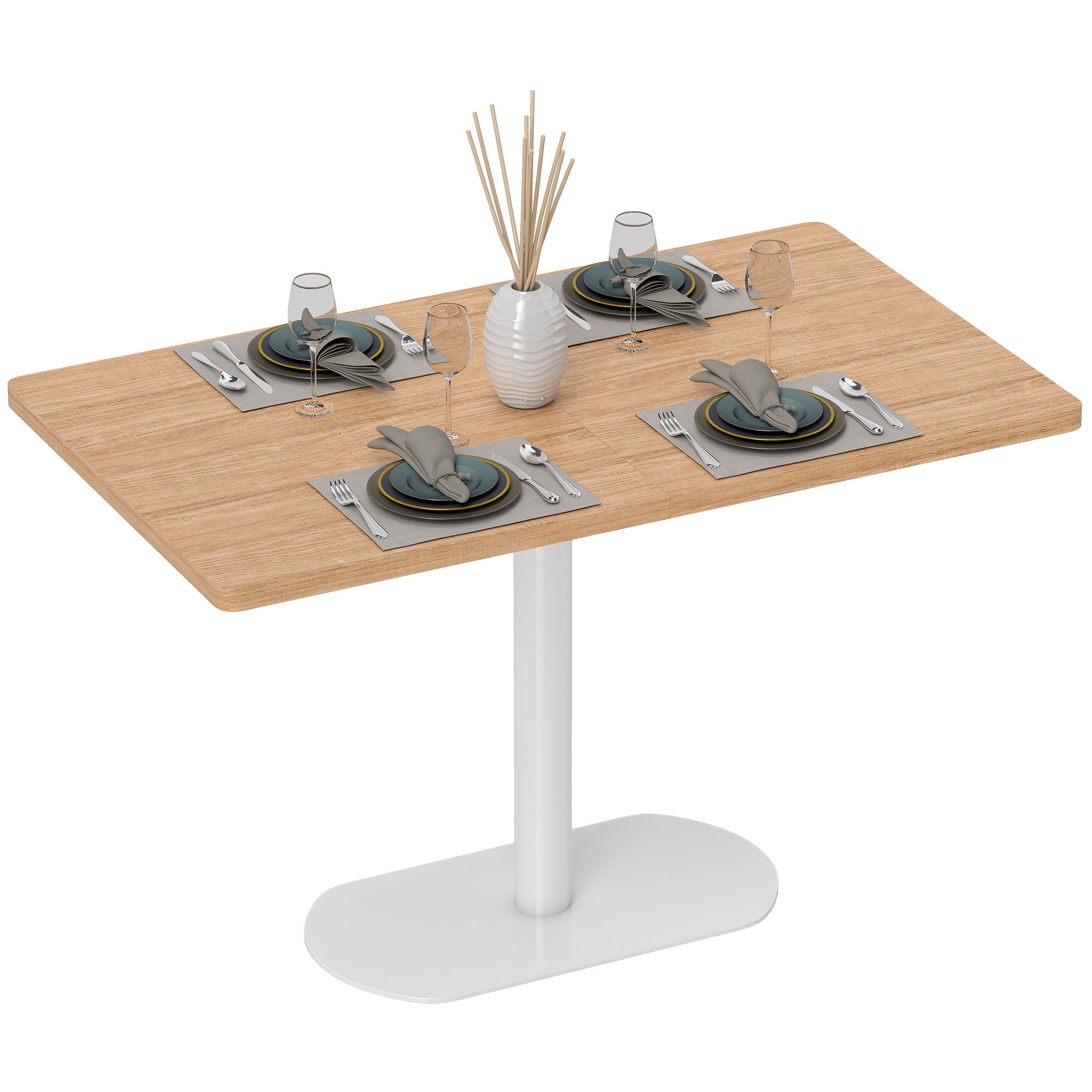Table à Manger Rectangulaire Mar.c.a. Design - Verre Trempé Et Bois, 160x90x75cm, Made In Italy