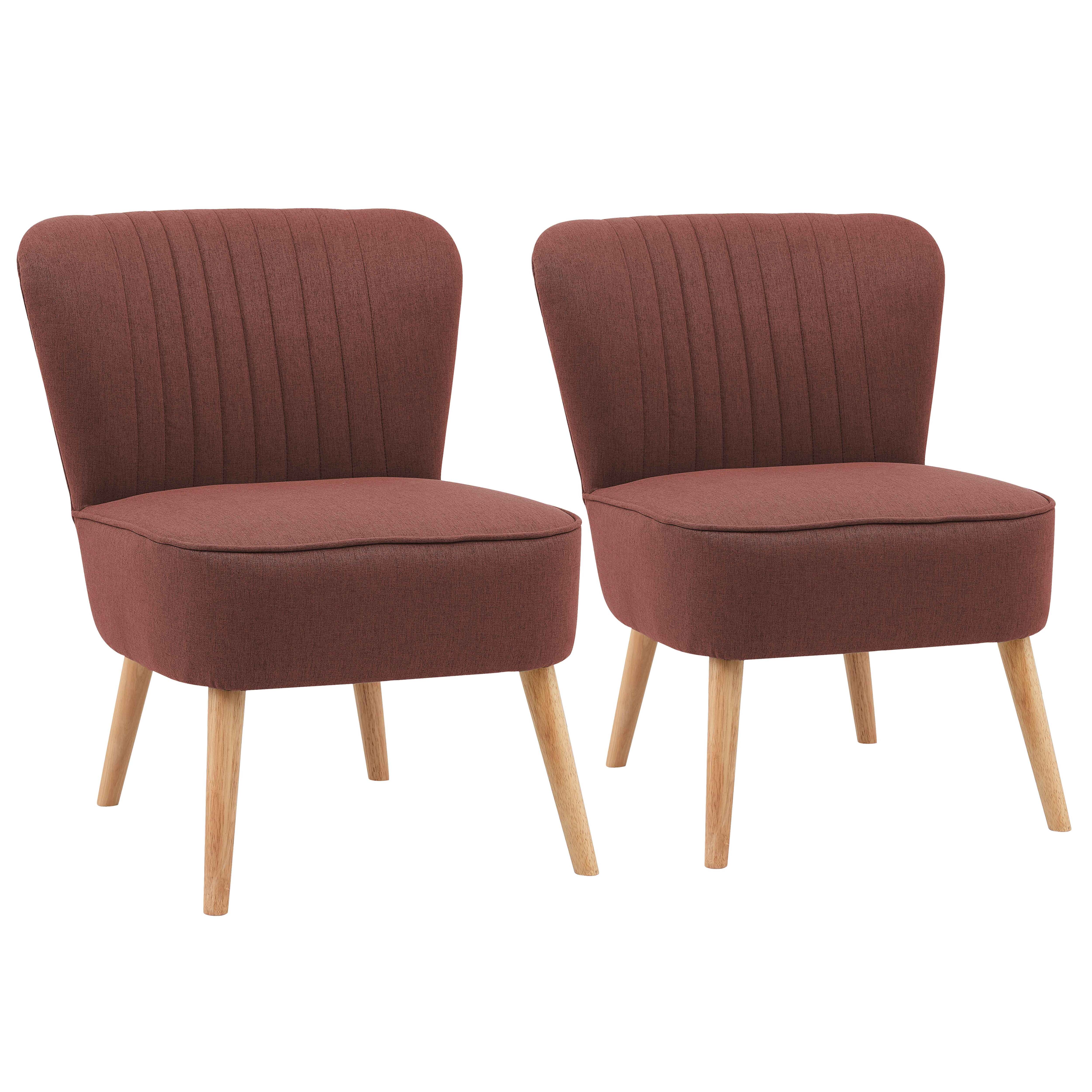 Lot de 2 fauteuils style crapaud en tissu bordeaux - 2