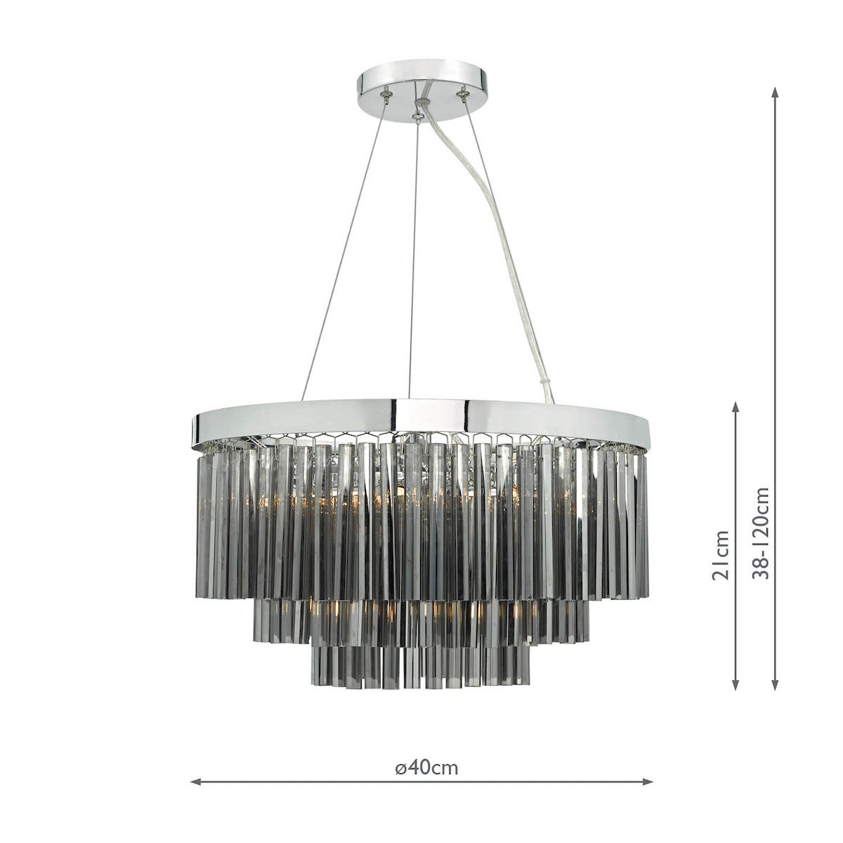 Suspension Giovana verre fumé et chrome poli 5 ampoules - 5