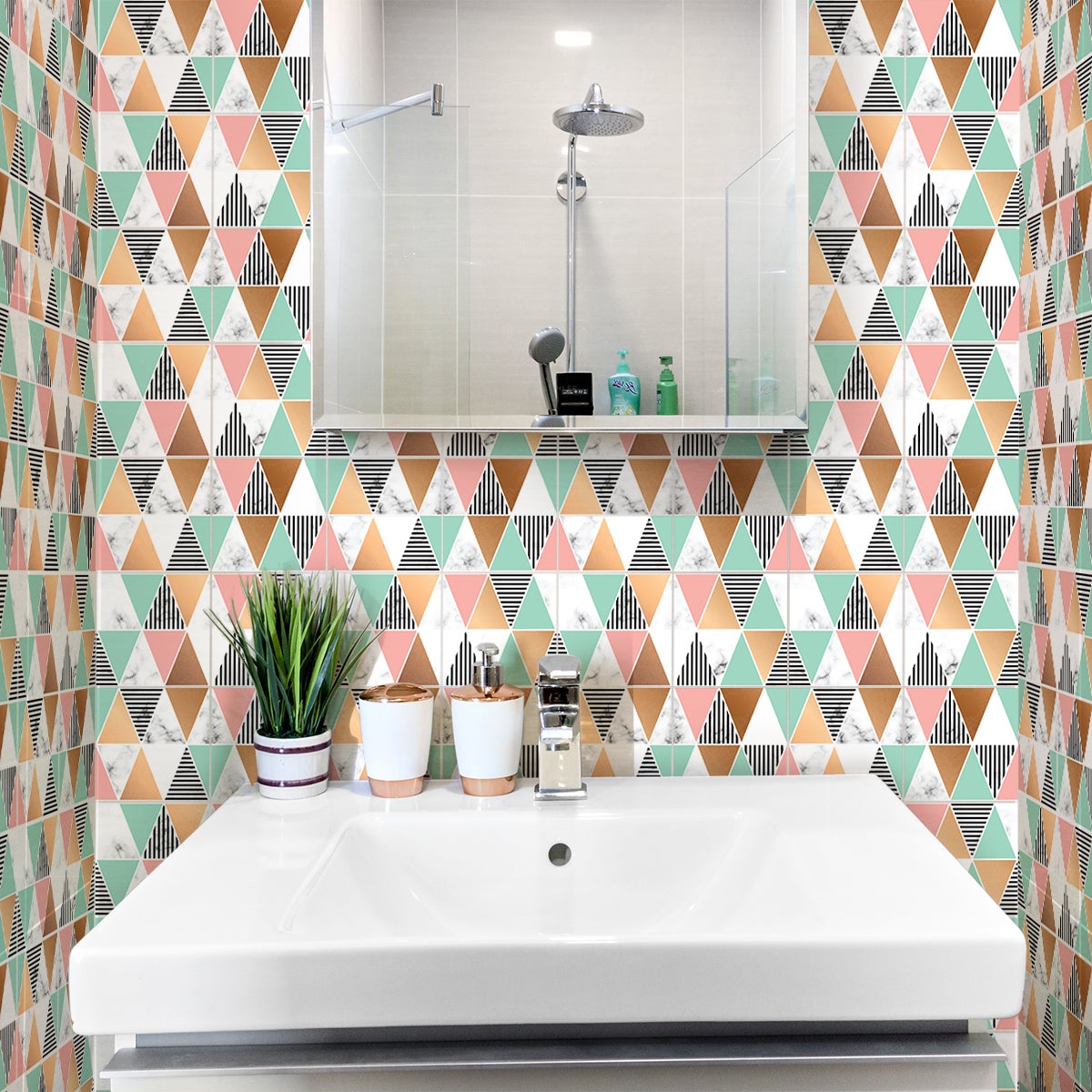 24 adesivi piastrelle di cemento effetto piastrellato mosaico chic azzurro - Sticker adesivo - adesivi murali - 24stickers10x10cm - 5