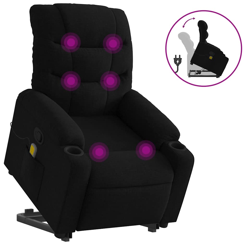 Fauteuil de massage inclinable en tissu noir - 2