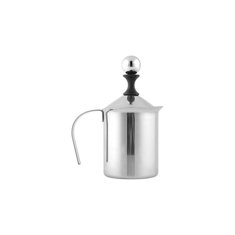 Montalatte/gelatinatore in acciaio inossidabile da 400 ml per cappuccino, caffè e schiuma con doppia pompa (W) - 3