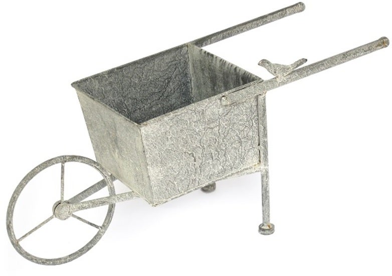 RELAX4LIFE Fioriera Da Esterno A Forma Di Carrello/Carriola, Decorazione Da Giardino Con Manico, Ruota E 9 Accessori A Calamita, Patio, Cortile E Balcone (69,5 X 26 X 29,5 Cm, Naturale - Foto 10