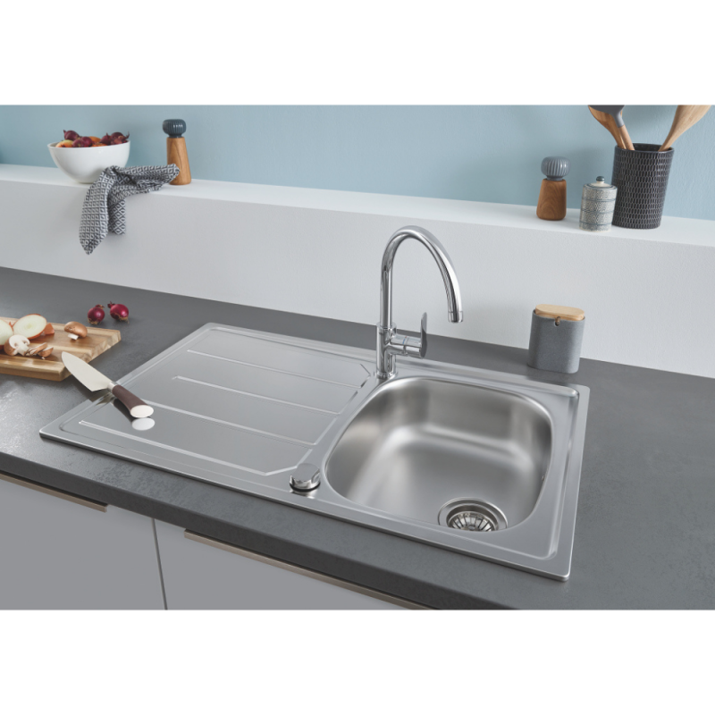 GROHE Evier 1 cuve avec égouttoir réversible en acier inoxydable K200 - 4