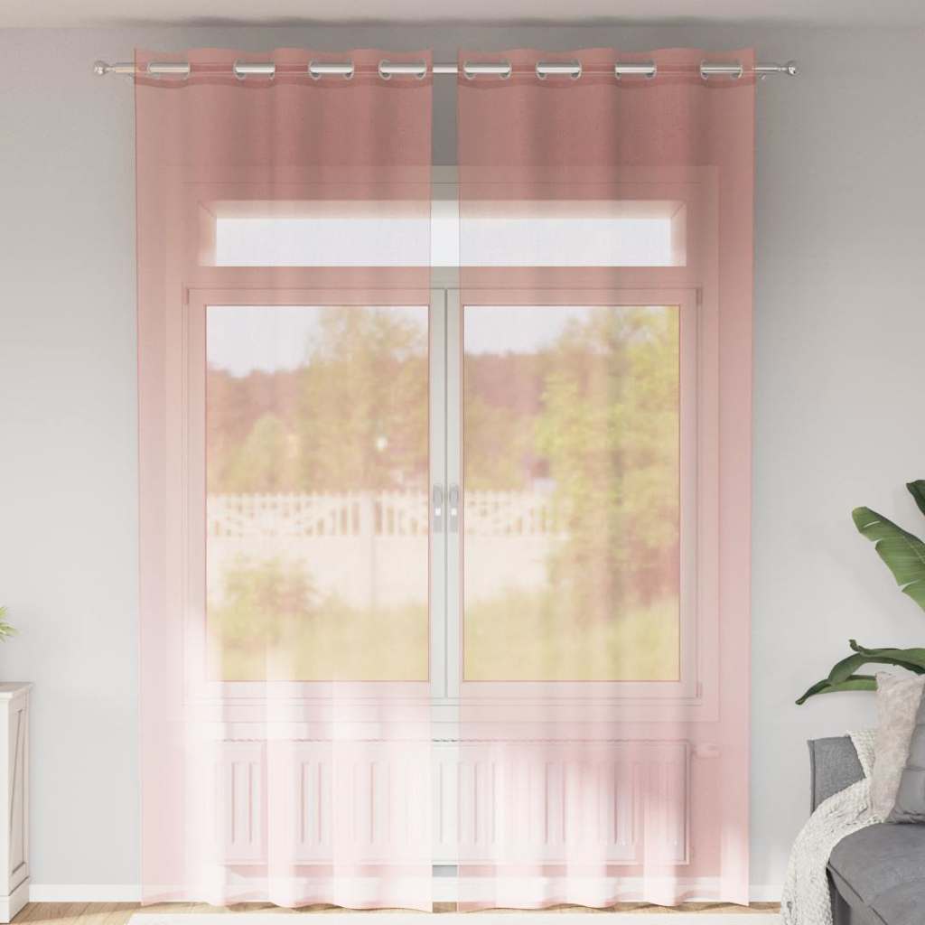 Zasłony woalowe z przelotkami 2 szt. Różowe 140x260 cm vidaXL