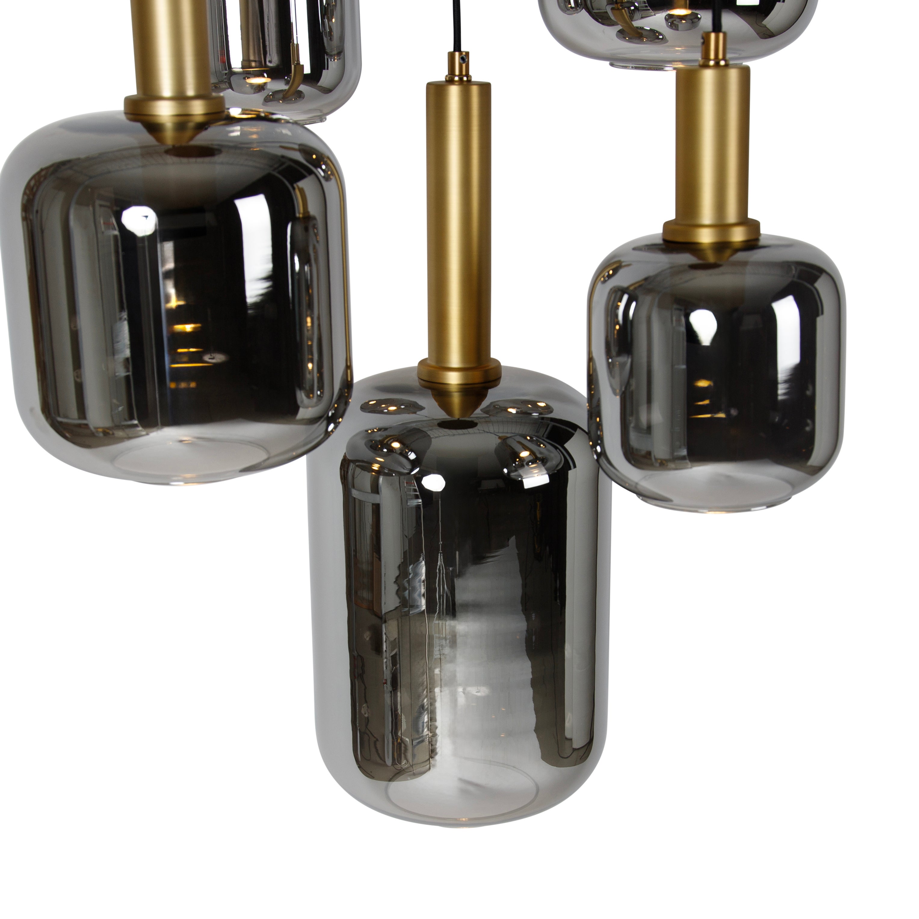 Suspension noire avec verre doré et fumé avec 5 PUCC - Zuzanna - 3