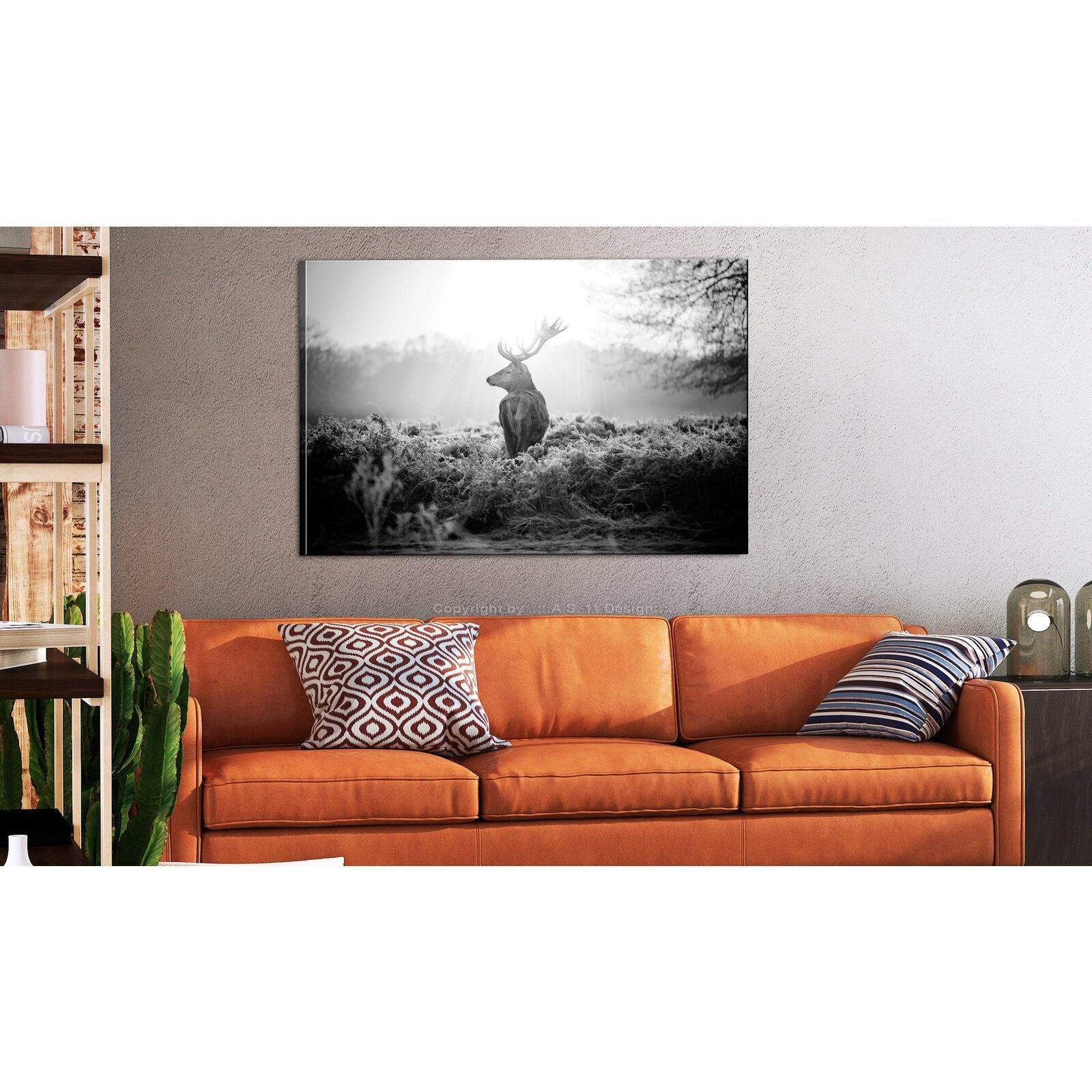 Tableau cerf noir et blanc - 120 x 80 cm - 2