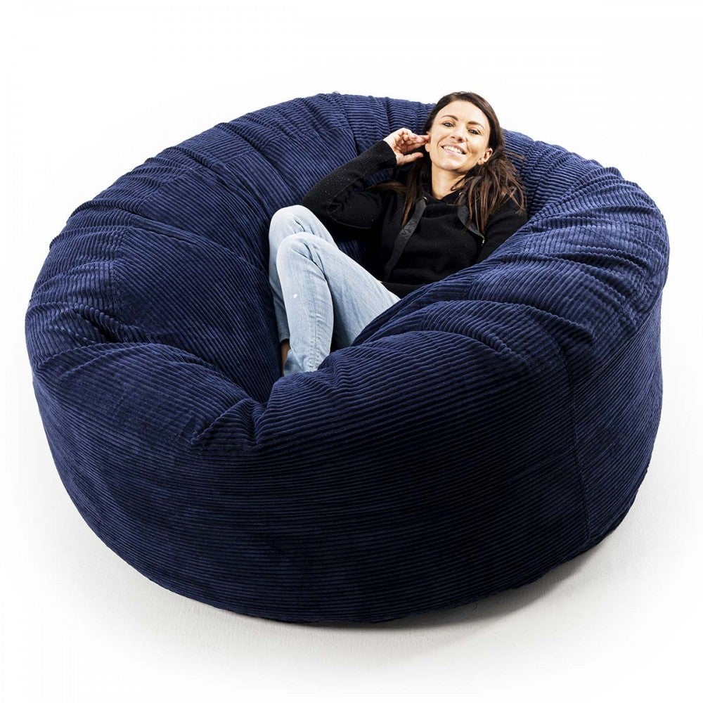 Pouf Géant Rond XXXL Intérieur En Tissu Doux Polaire Gris, Déhoussable