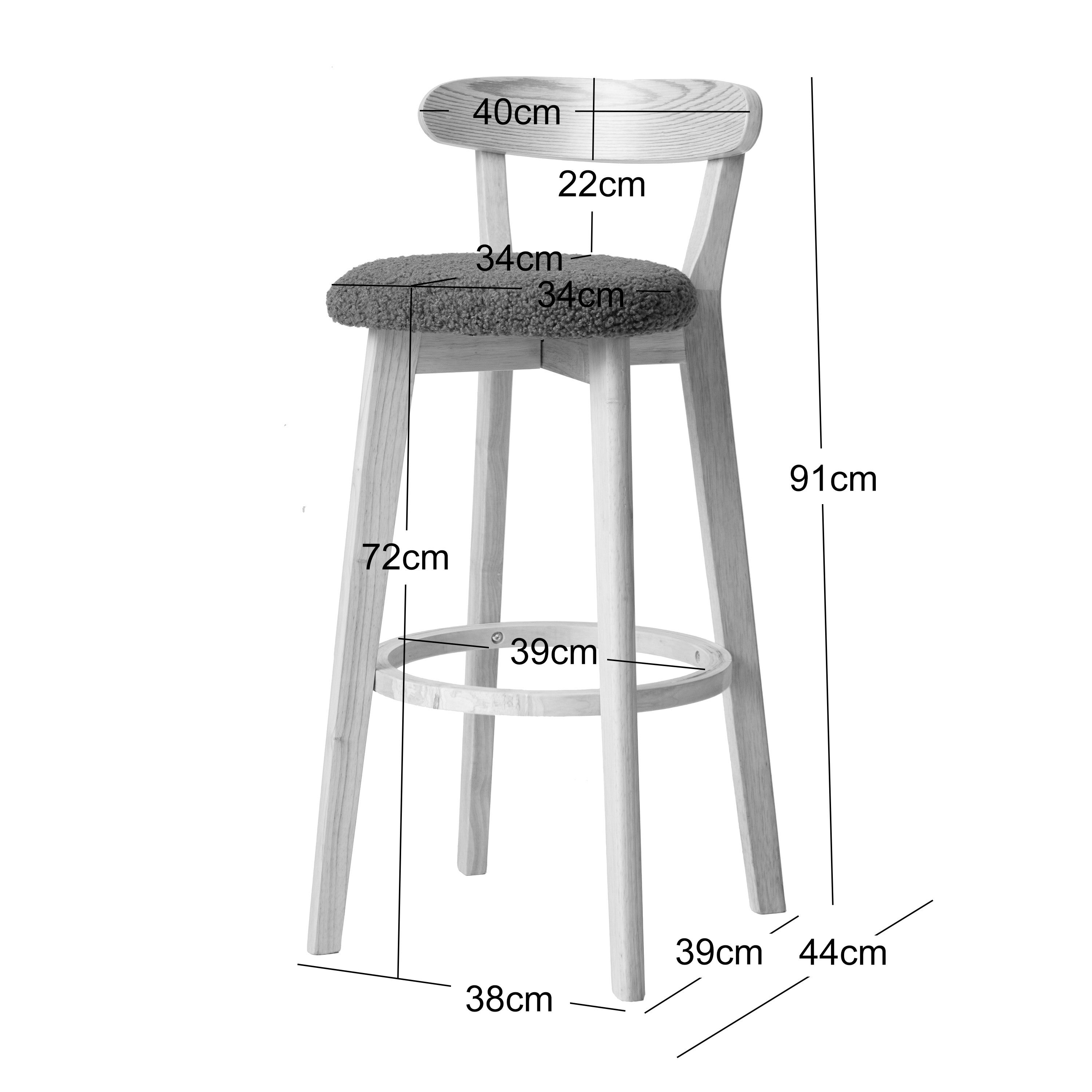 Nordlys - Lot de 2 Tabourets de Bar Metal Bois Scandinaves Bouclettes Blanc - 5