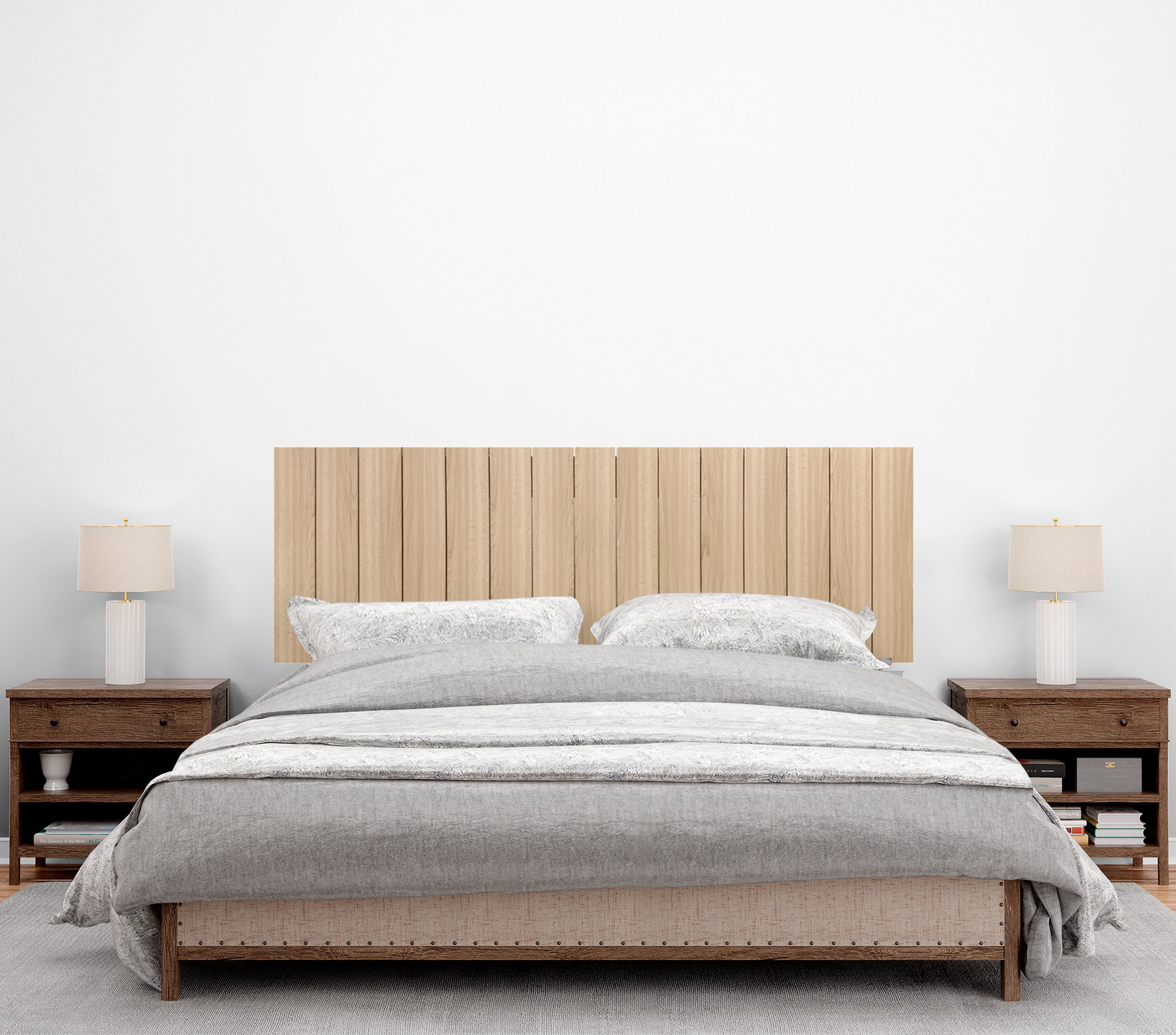 DHOME Tête de lit en bois recyclé MDF Vertical Pallet Style 150x46 Lits 150 - Bois Naturel - 4