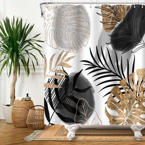 Pianta Verde Tropicale Foglia Di Palma Tende Da Doccia Il Bagno Tessuto Della Giungla Estiva Ganci Impermeabili Tenda Tende Da Bagno Decor 211116 Da 11,4 € | DHgate