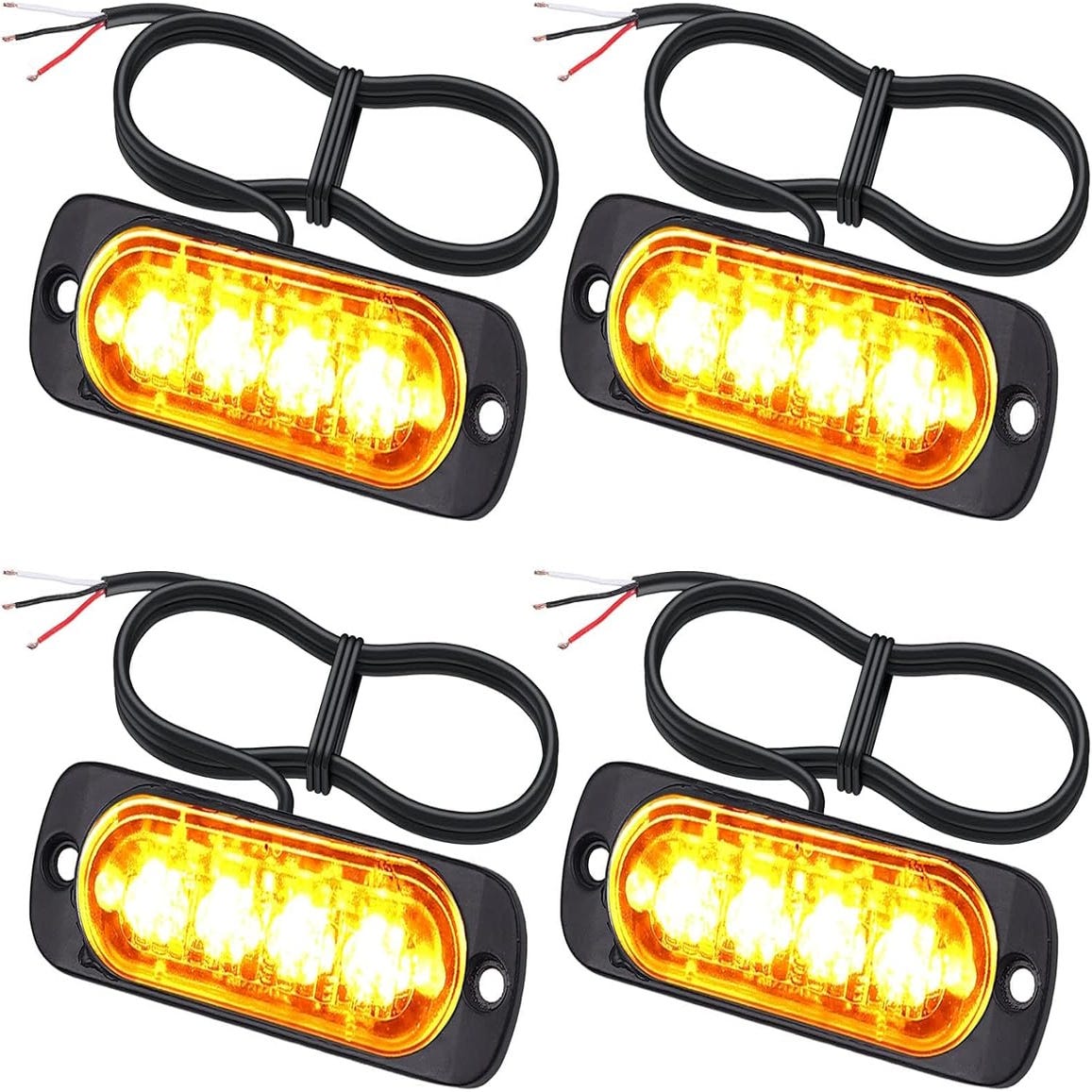 2 Feux De Pénétration LED Orange 12V-24V - Flash Stroboscopique Triple - Pour Camions, Poids Lourds, Utilitaires