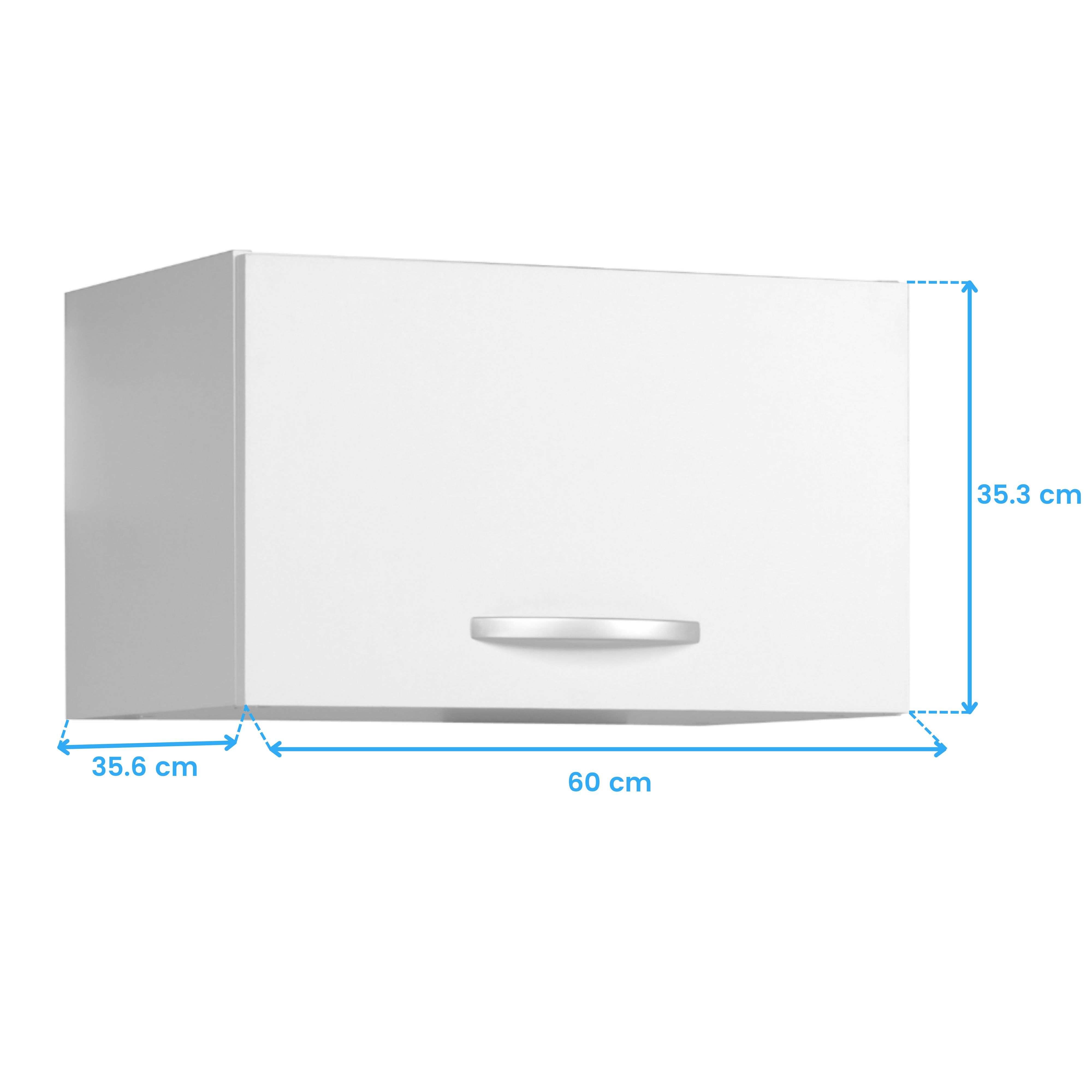 OSLO Meuble haut court 1 porte - Blanc - L 60 x P 36 x H 35 cm - 5