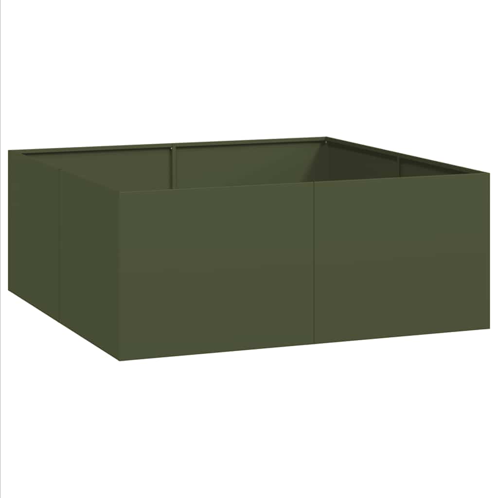 Maison Exclusive - Jardinière vert olive 100x100x40 cm acier - 2