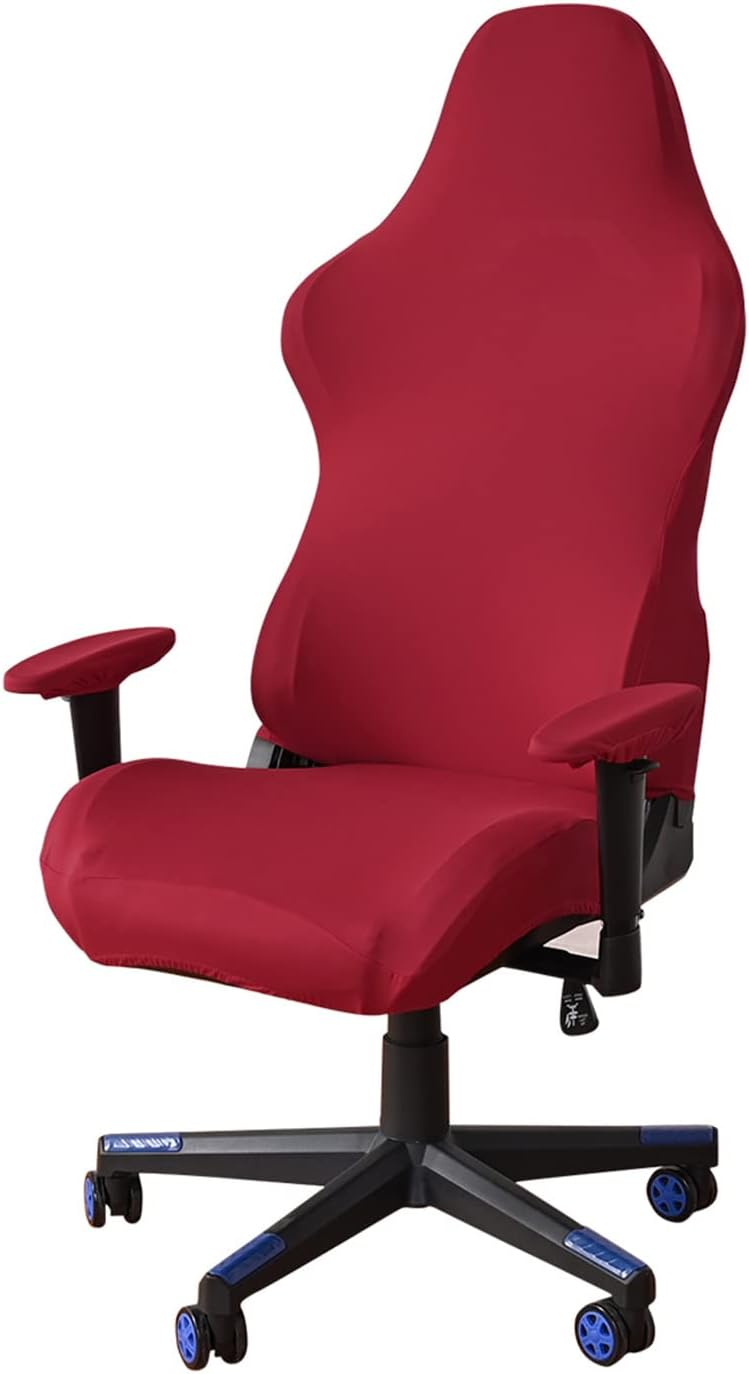 Pokrowiec na krzesło gamingowe - Pokrowiec na krzesło biurowe - Jaskrawoczerwony - Elastyczny pokrowiec na krzesło gamingowe - Styl wyścigowy - Jaskra