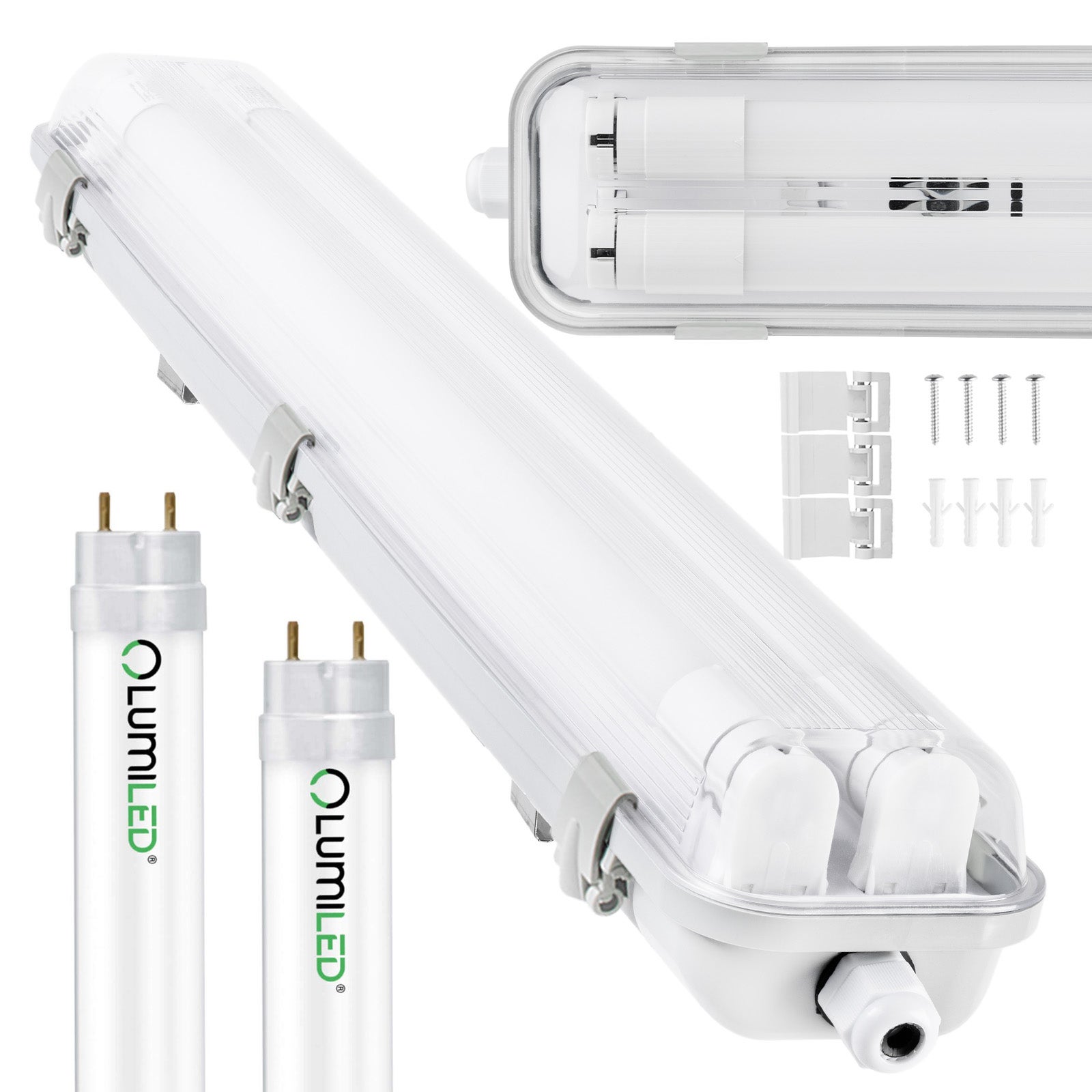 Oprawa Hermetyczna Lumiled Pyłoszczelna 60cm 2xT8 G13 IP65 + 2x Świetlówki LED 9W 4000K Neutralna biel