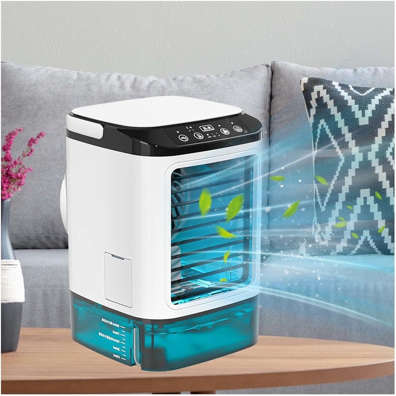 Mini klimatyzator z chłodziarką i funkcją rozpylania, 3 prędkości wentylacji, 7 kolorów z LED, schładzacz powietrza - do podłączenia