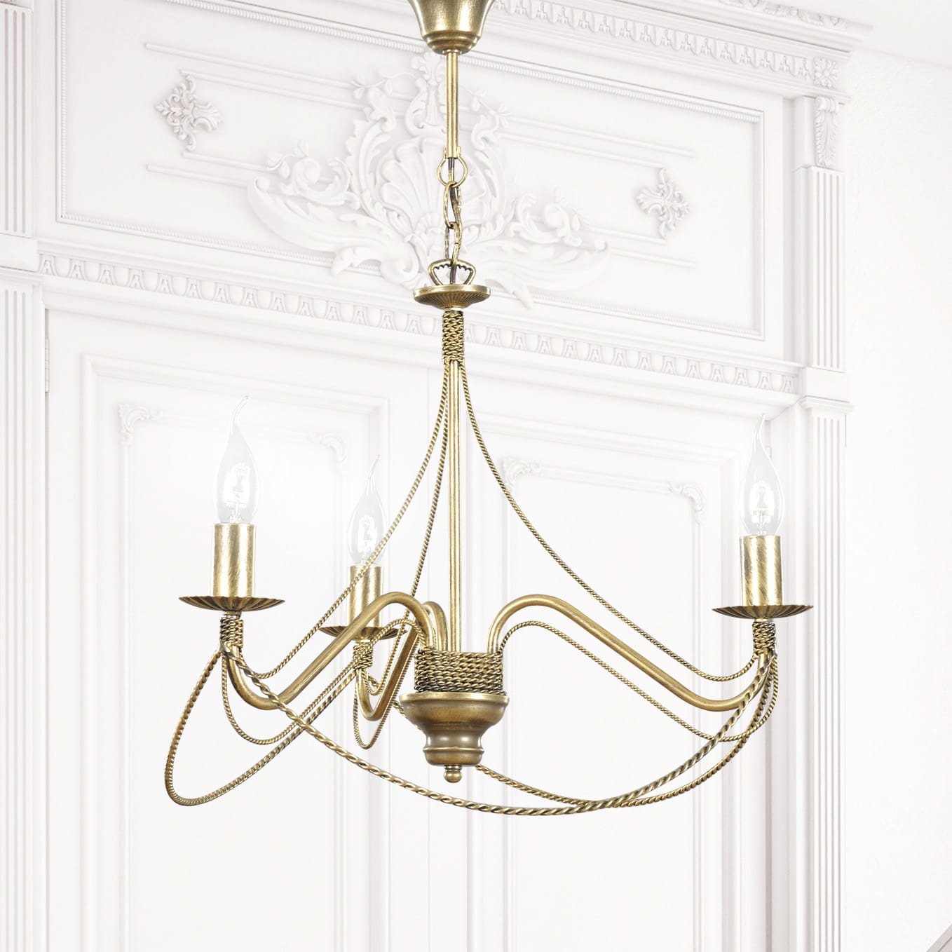 Lampa wisząca Tori złota 3xE14x10W retro wym: 73 x 53 x 53 cm metal Emibig