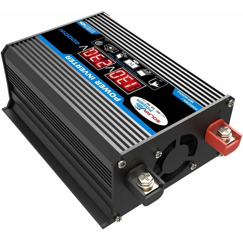 Convertisseur 12V 220V Pur Sinus 4000W Onduleur à Onde Sinusoïdale Pure Transformateur avec Télécommande & Double AC Prises de Courant - 2