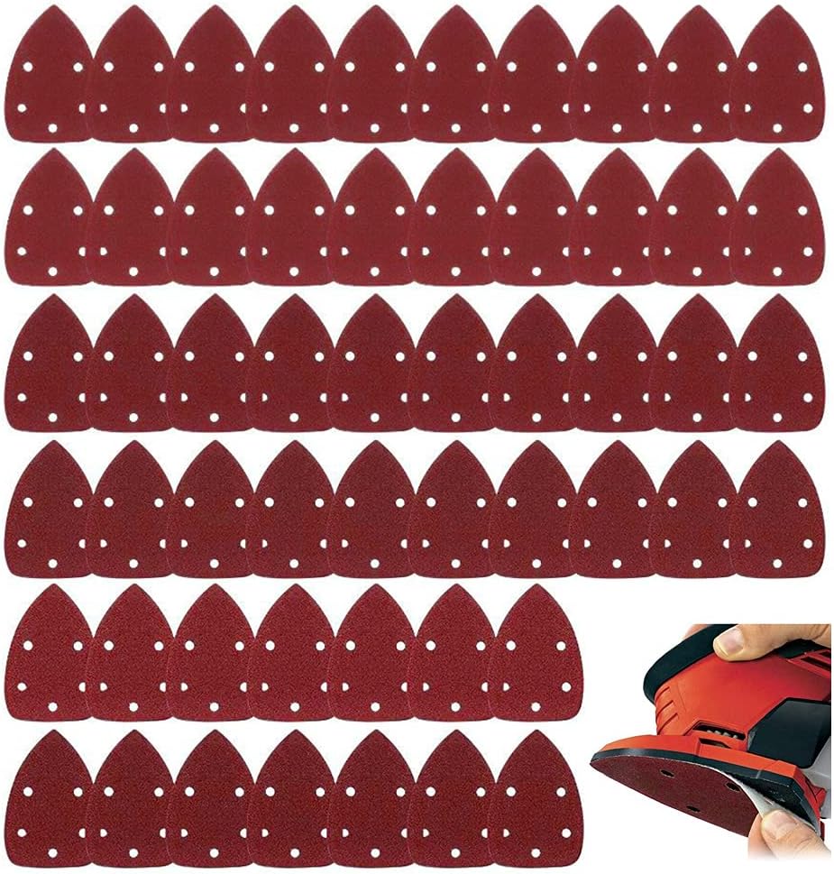 60 szt. Papier ścierny do szlifierki, papier ścierny trójkątny, ziarna 40, 60, 80, 100, 120, 150, 180, 240, 320, 400