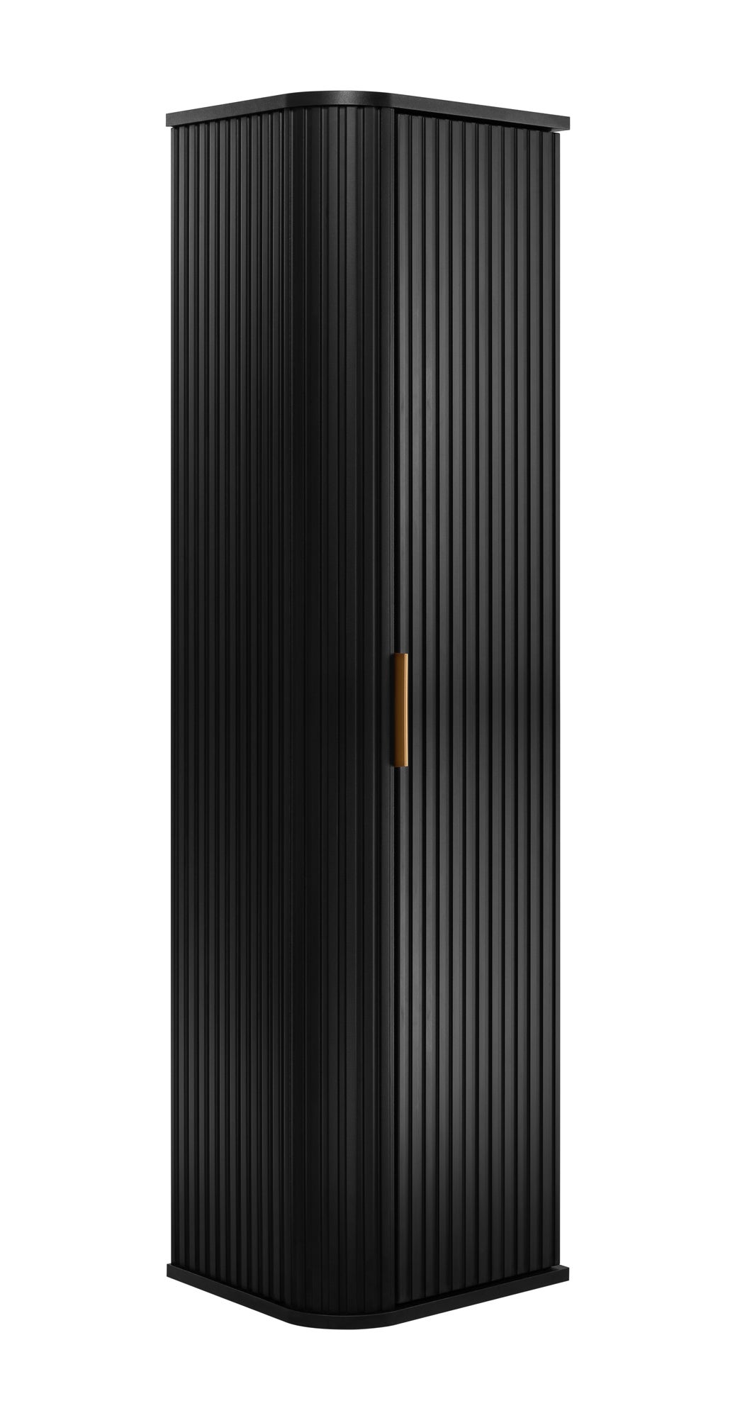 Słupek łazienowy GLAMOUR 35 x 139 cm czarny wiszący ryflowany 2 kolory uchwytów