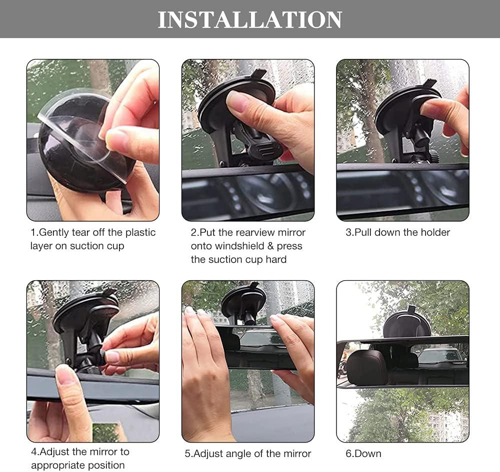 Rétroviseur Panoramique Voiture, Rétroviseur Intérieur Universel, Rétroviseur Intérieur avec Ventouse, Camions, Suv, 220 X 65 mm - 2