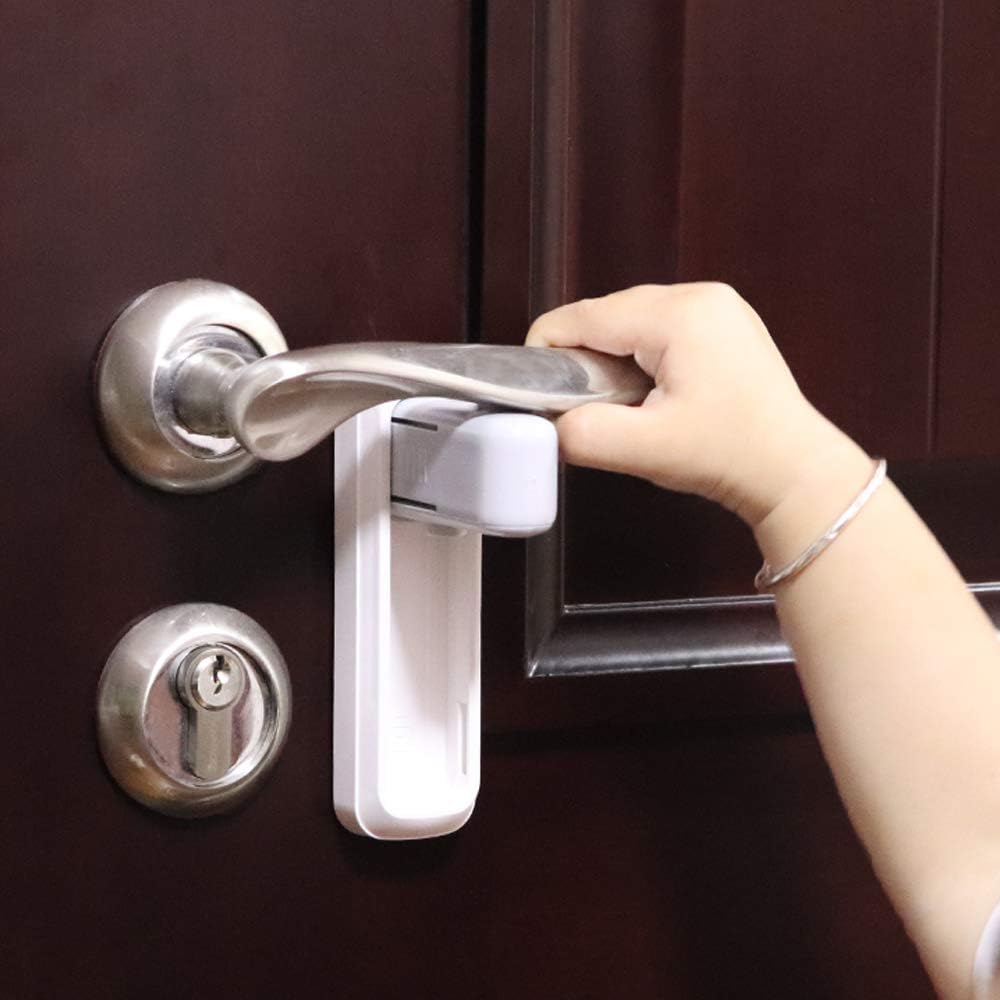 2 Serrure Di Sicurezza Per Porte Per Bambini – Senza Fori, Adesivo 3M VHB, Design Nordic Grigio, Facile Installazione - 3