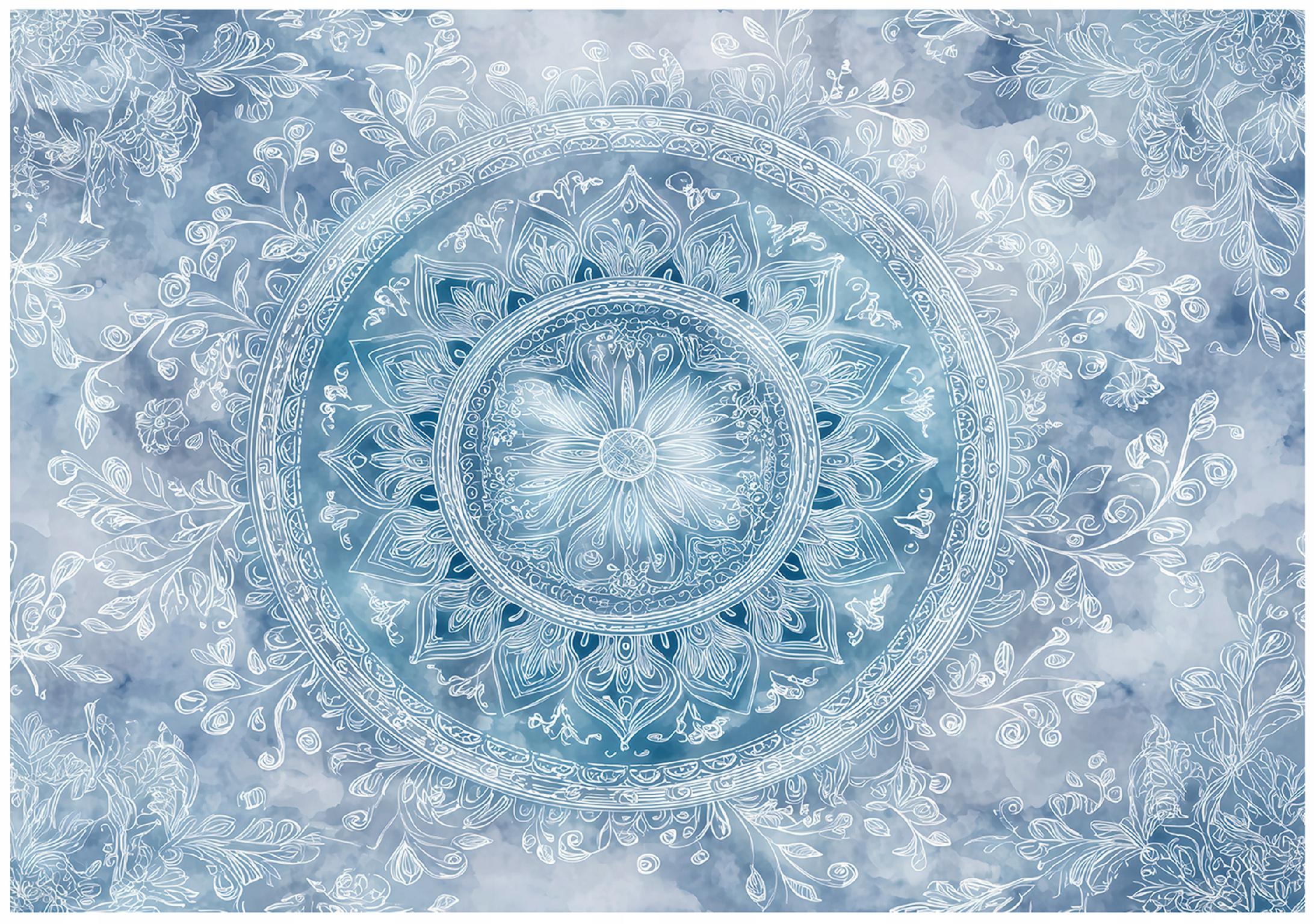 Fototapet mandala albastru abstract Vlies Tapet Pentru Dormitor Camera Living Perete 400x280 cm