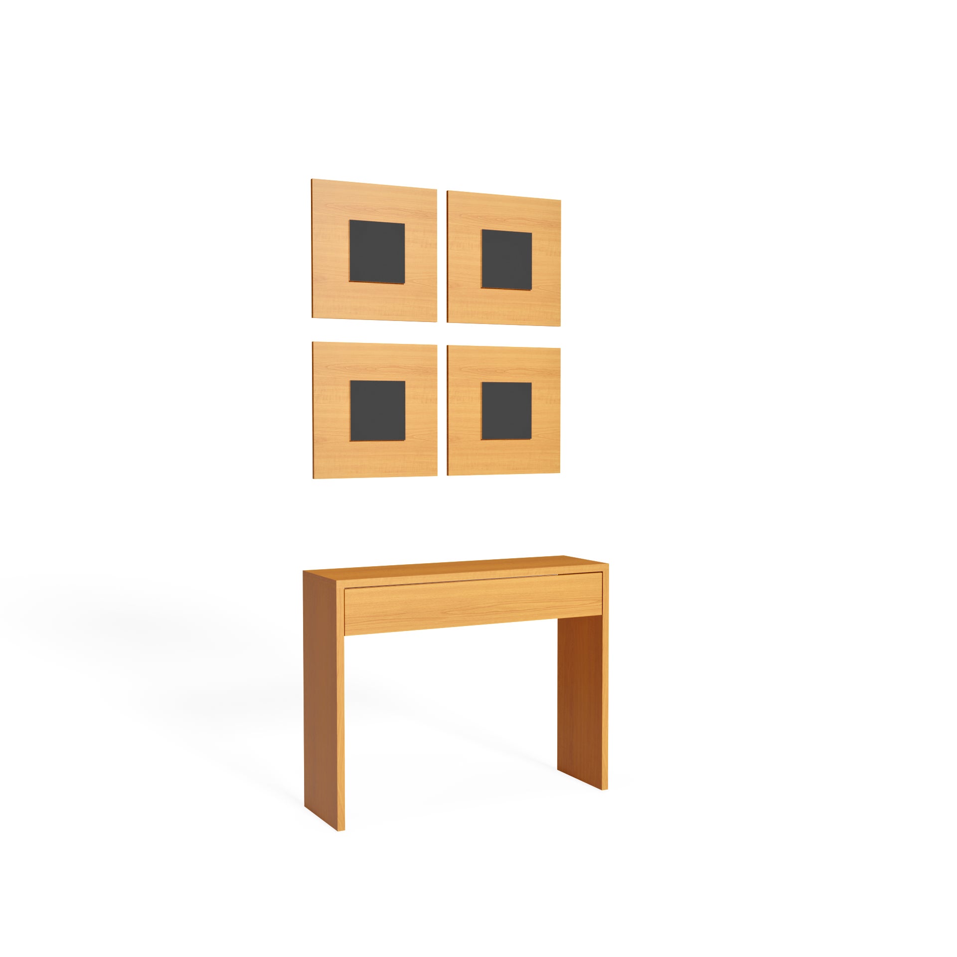 Buyqualia  Recibidor Entrada Con Consola De Un Cajón Y Cuatro Espejos Con Marco (Cerezo) , Leroy Merlin