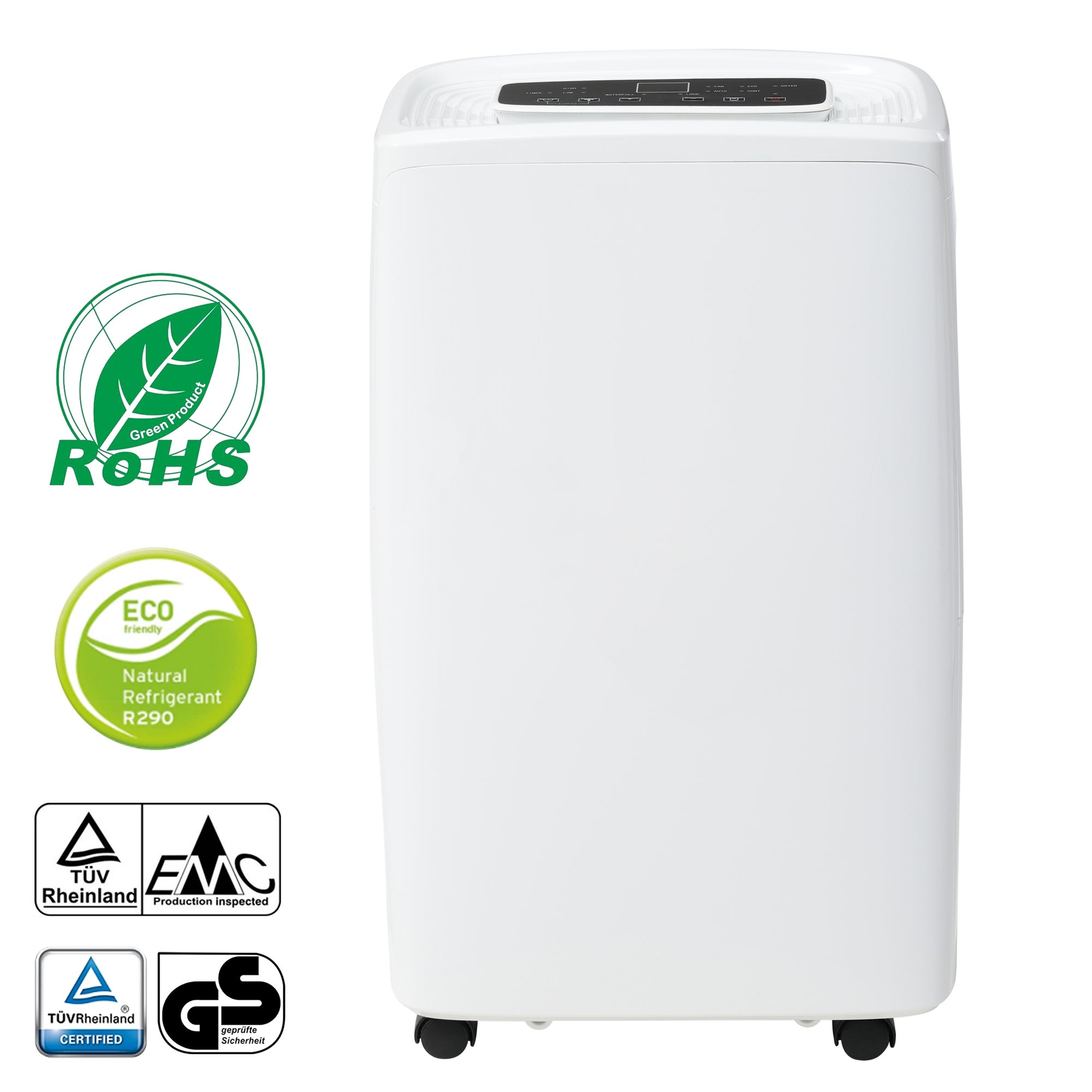 Osuszacz powietrza do 15 m² z 3 trybami pracy - zbiornik na wodę 1,5 l - wyświetlacz LED - 12 l/dzień - 29,5 x 18,5 x 49,5 cm - biały