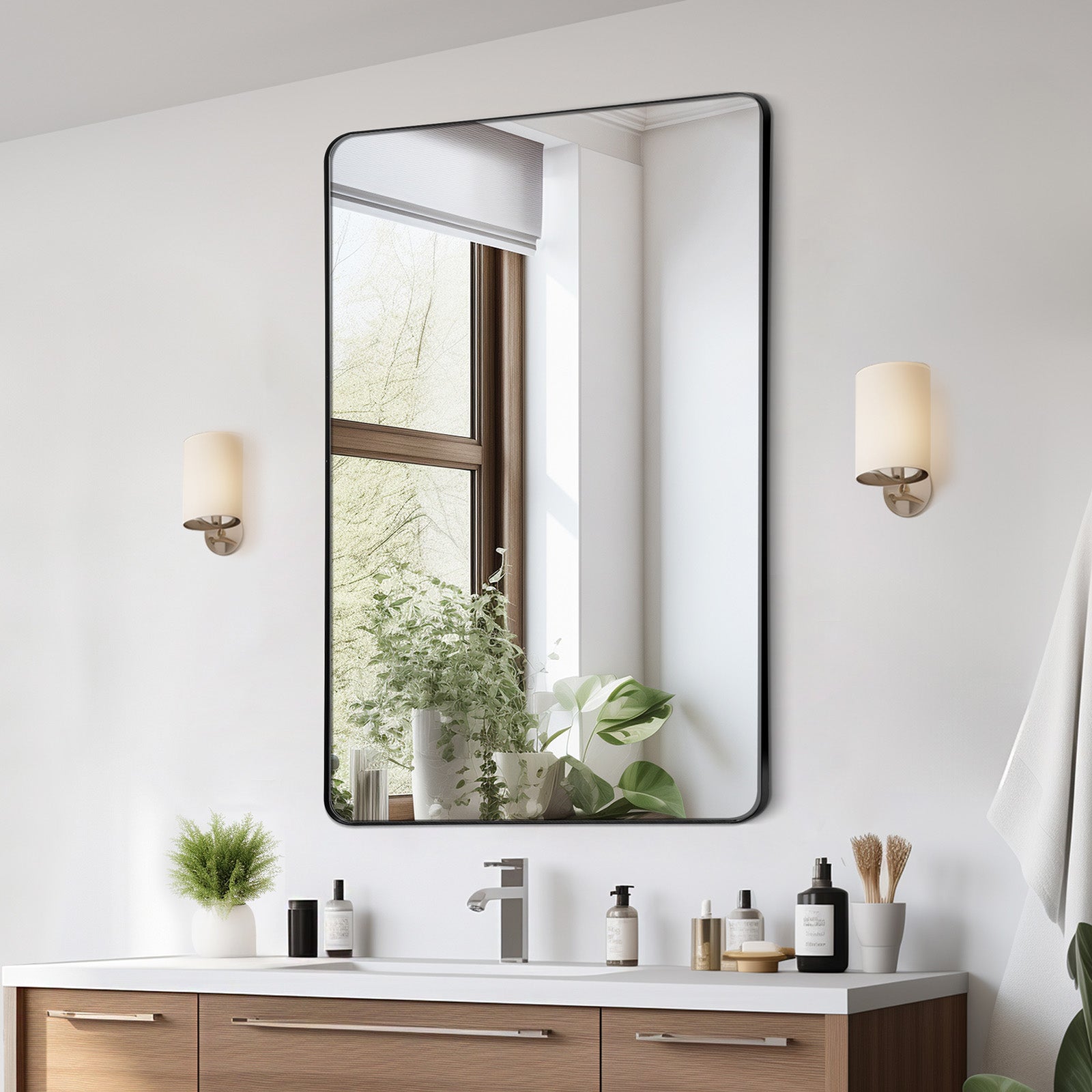 VEVRO Prostokątne lustro ścienne Lustro do makijażu 1220x916x25mm Lustro łazienkowe VEVOR