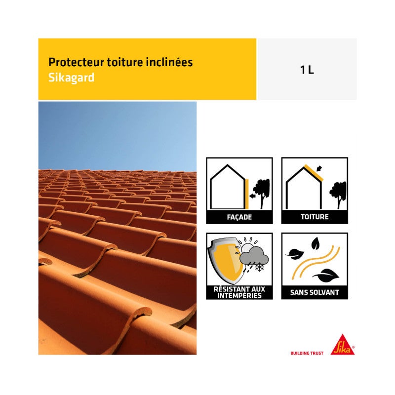 Peinture de protection SIKA Sikagard Protection Toiture inclinée - Blanc- 1L - 2