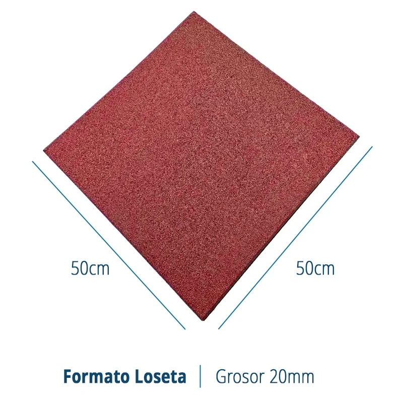 Arquiservi - loseta de caucho rojo 50 x 50 cm x 20 mm (pack 16) . alta densidad, uso interior y exterior