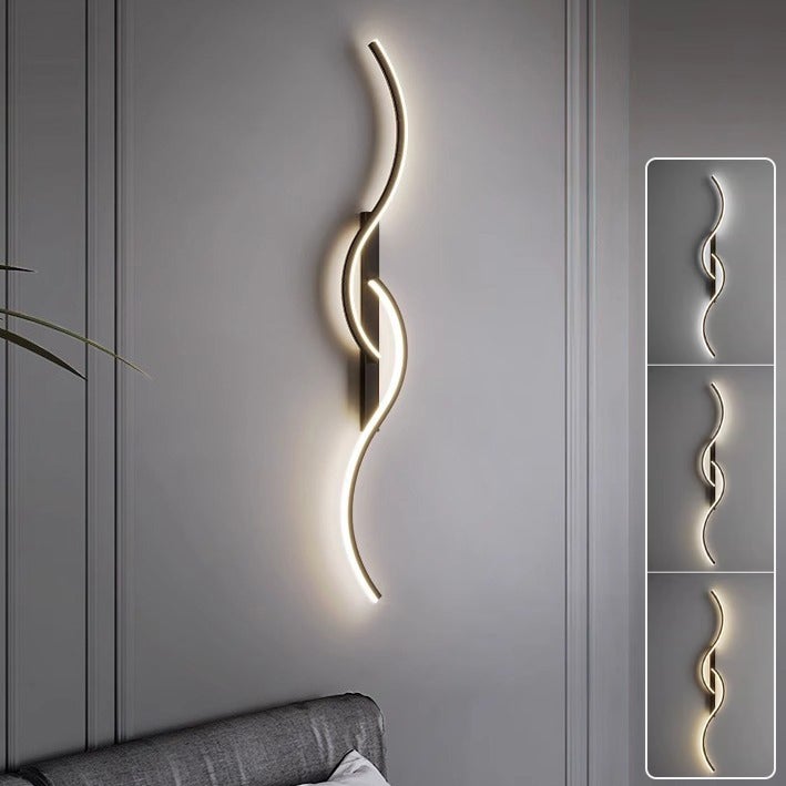 Kinkiet LED 60 cm, kreatywna lampka nocna, światło dekoracyjne, 3 regulowane temperatury barwowe, zakrzywiony kinkiet, czarny