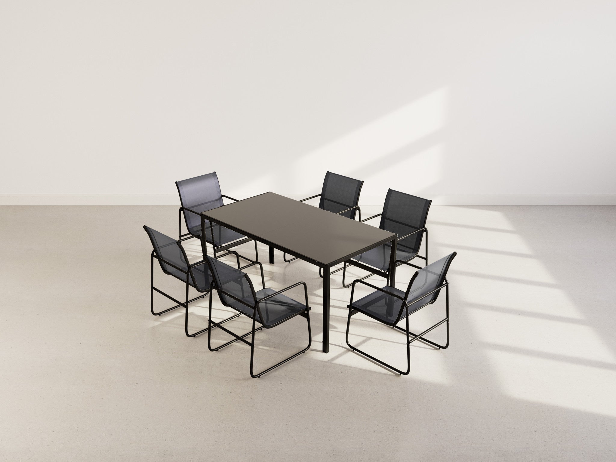 Salon de jardin en Acier Noir 6 personnes - 6