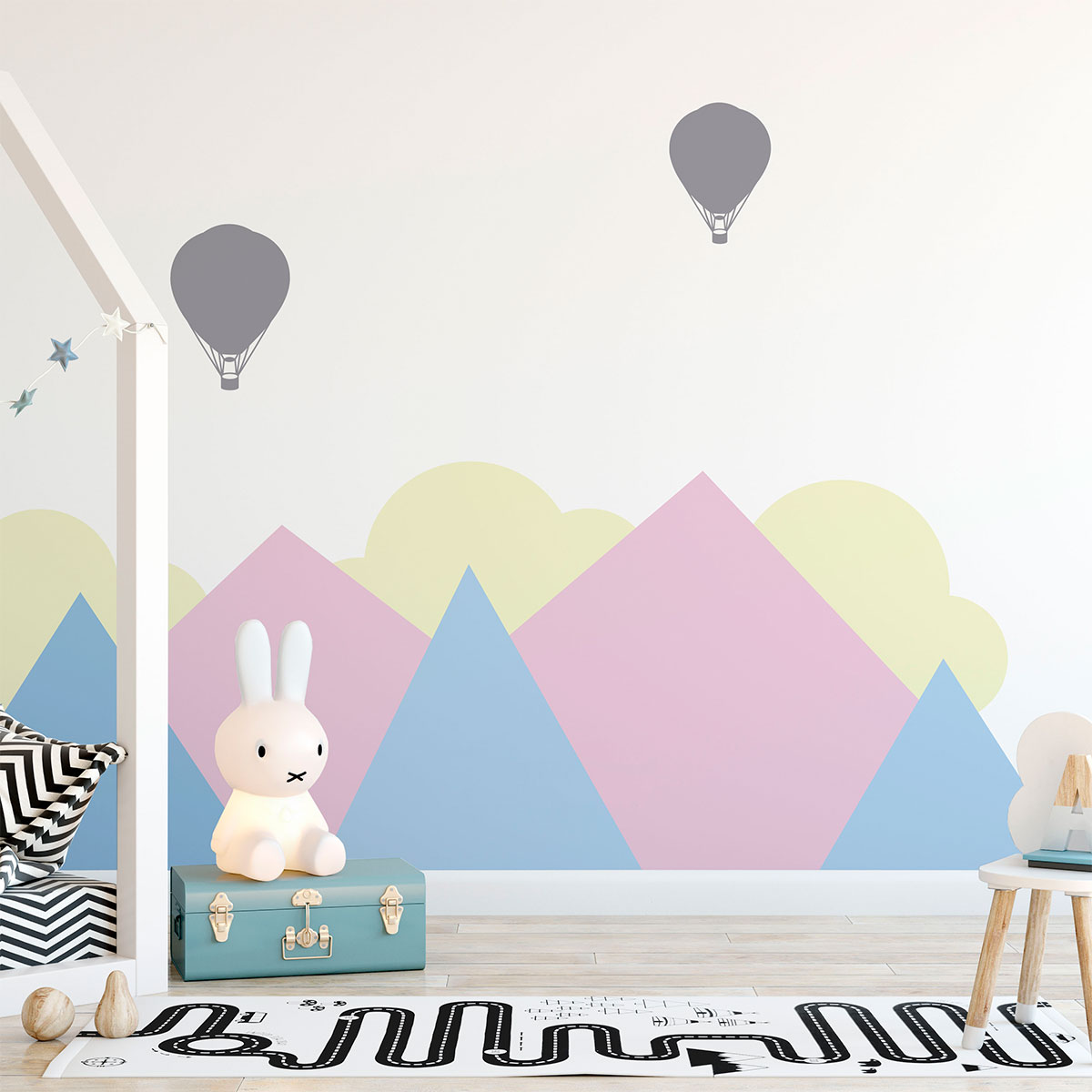 Vinilo niño montañas gigantes escandinavas gotemburgo - adhesivo de pared - revestimiento sticker mural decorativo - 60x80cm