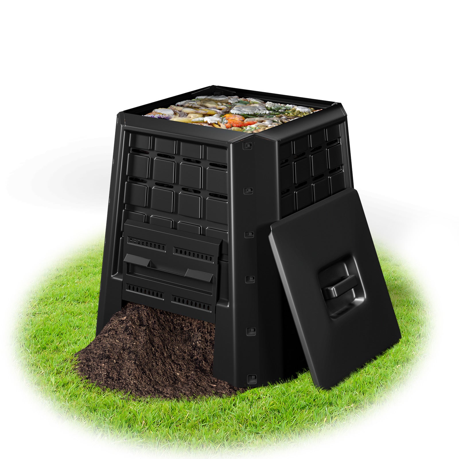 Bac à Compost de Jardin 38, Composteur Extérieur avec Couvercle ...